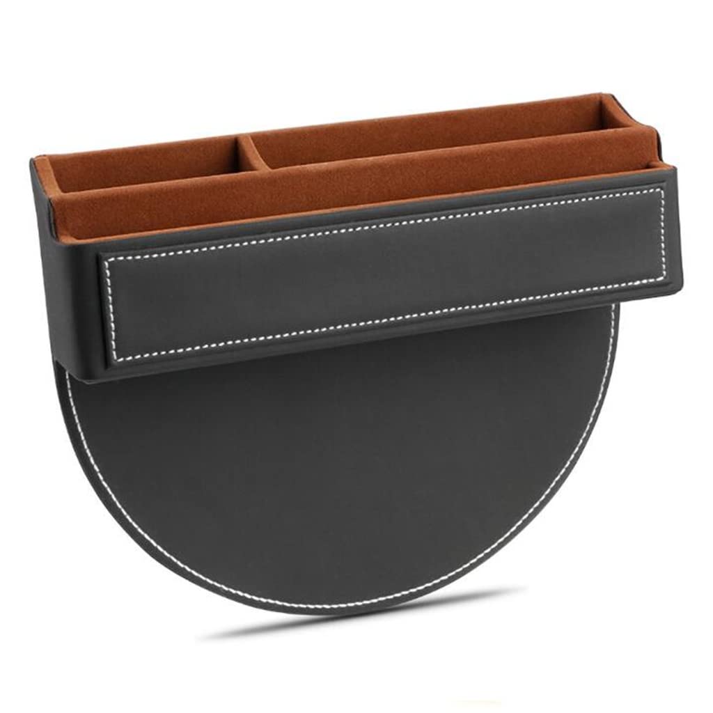 Premium Car Gap Filler Organizer - Leather Seat Storage Box with Side Pockets for Phone, Sunglasses, Keys, Cards & Wallets (Black) | Perfect for Road Trips, Commuting & Keeping Your Car Neat