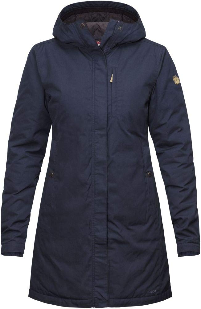 Fjallraven Women's Kiruna Padded Parka Jacket - Warm Winter Coat, Water-Resistant, Dark Navy Blue, Size S - Perfect for Outdoor Adventures & Cold Weather Activities