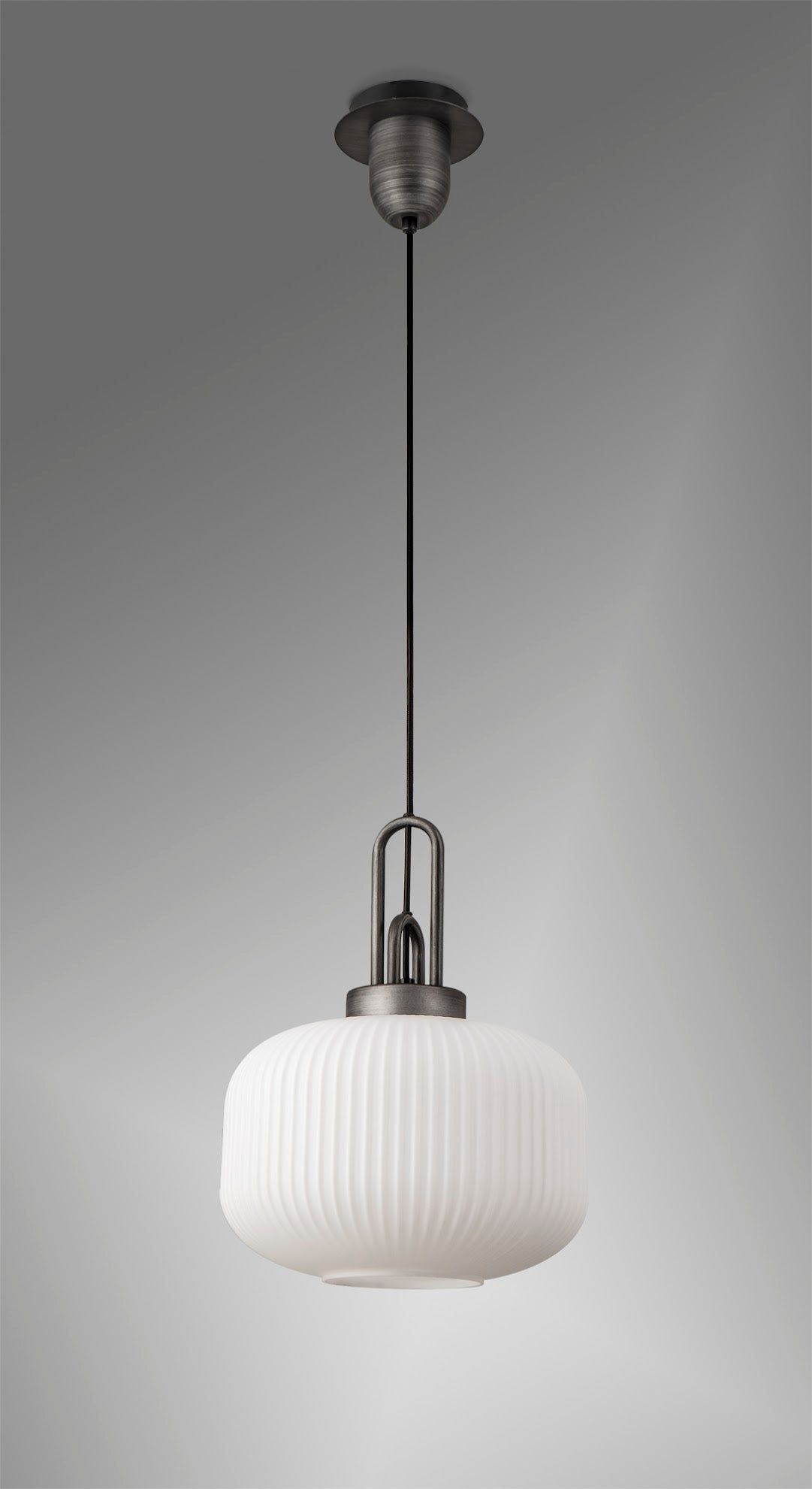 Stylish Cadiz 1-Light Pendant Light with 30cm Pumpkin-Shaped Ribbed Glass Shade - E27 Socket, IP20 Rated, Multiple Color Options - Perfect for Kitchen Island, Dining Room, or Entryway Lighting