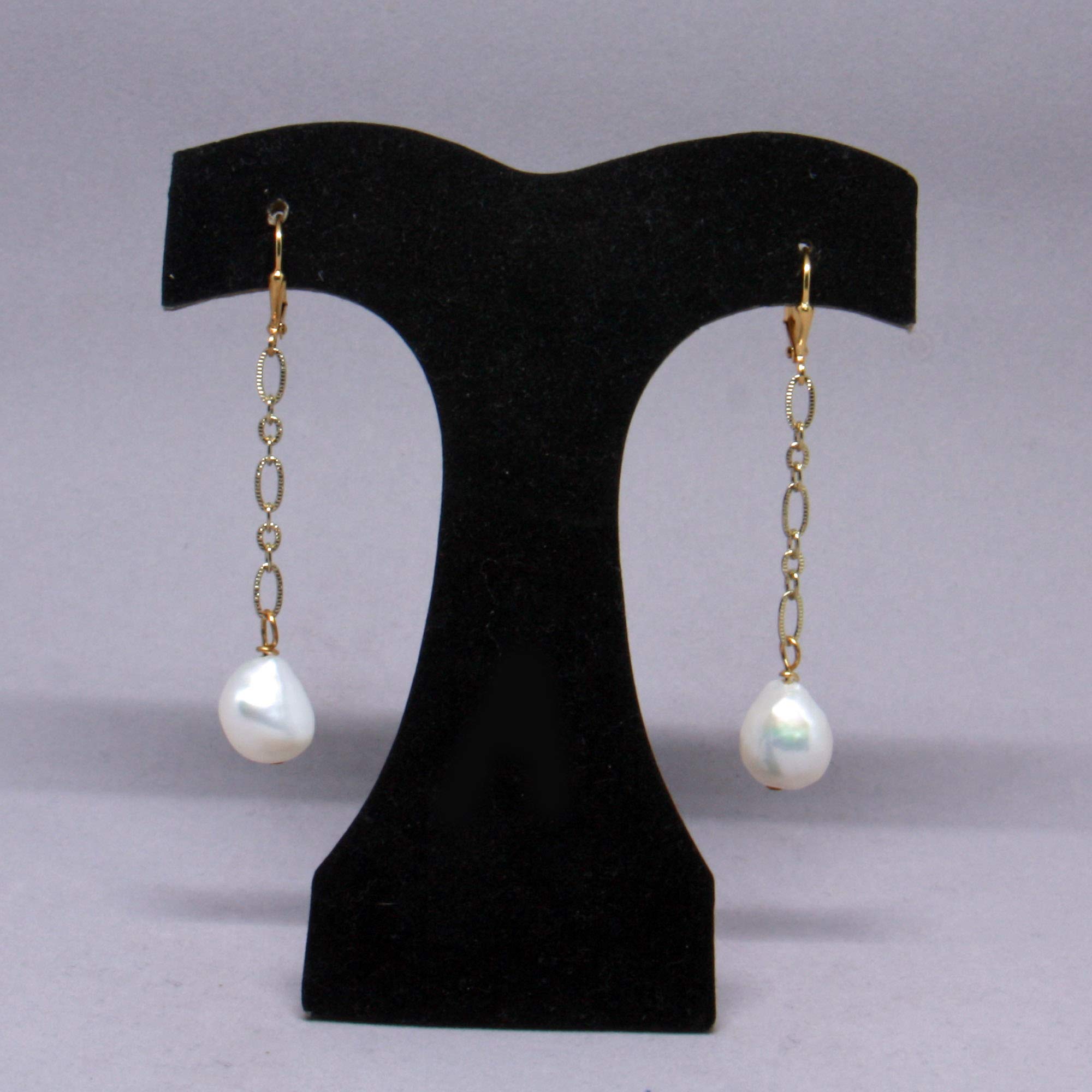 Handmade Freshwater Baroque Pearl Earrings with Gold Chain - Real Pearl Dangle Earrings for Women - Perfect for Weddings, Parties & Everyday Elegance