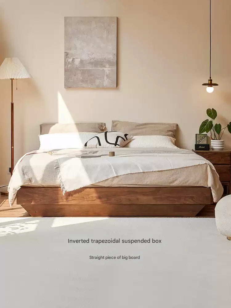 Solid Black Walnut Wood Platform Bed - No Headboard, Box Spring Free - Perfect for Modern Bedrooms & Minimalist Home Decor