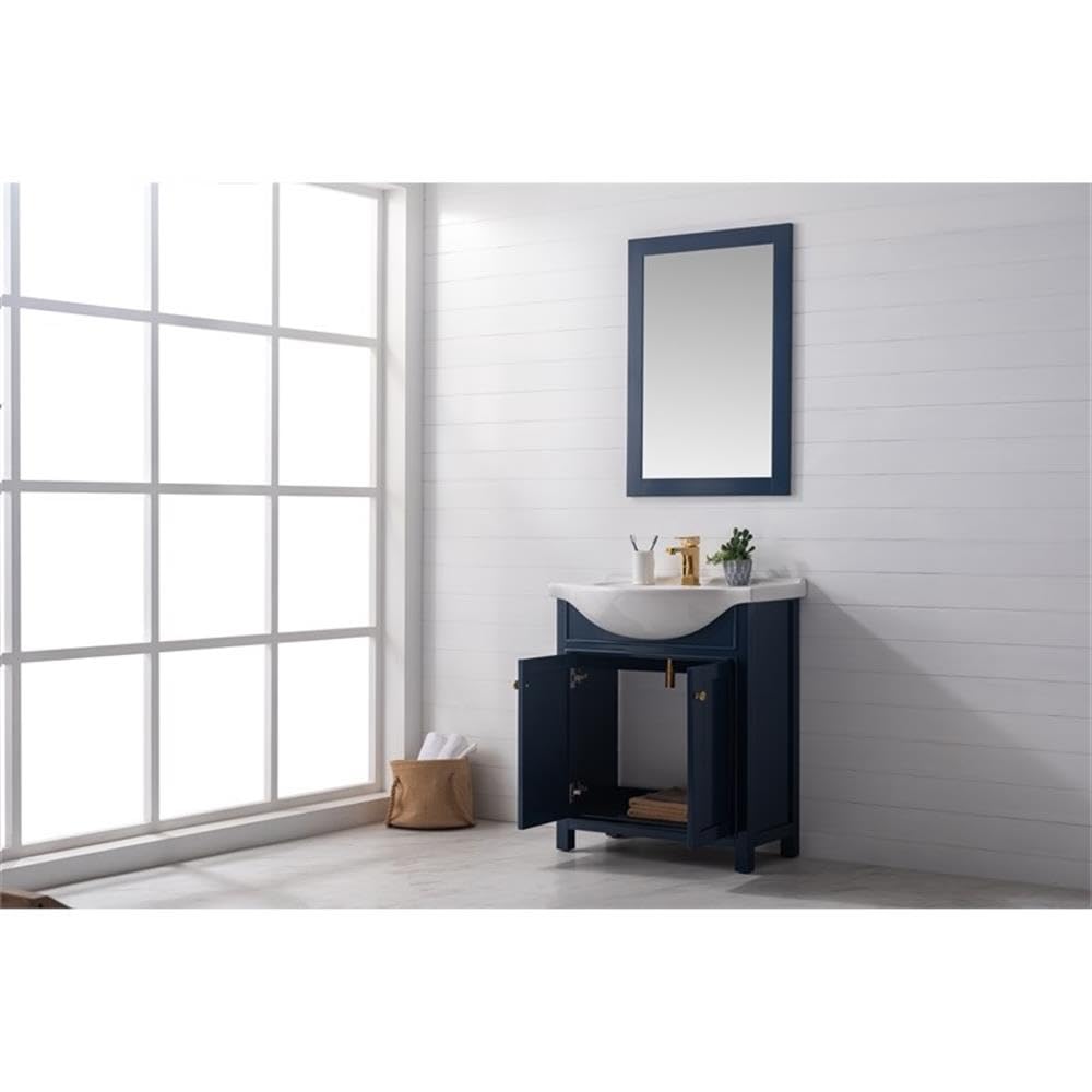 Design Element S05-30-BLU 30-Inch Blue Bathroom Vanity with Soft-Close Doors - Perfect for Modern Bathrooms, Small Spaces & Home Renovations