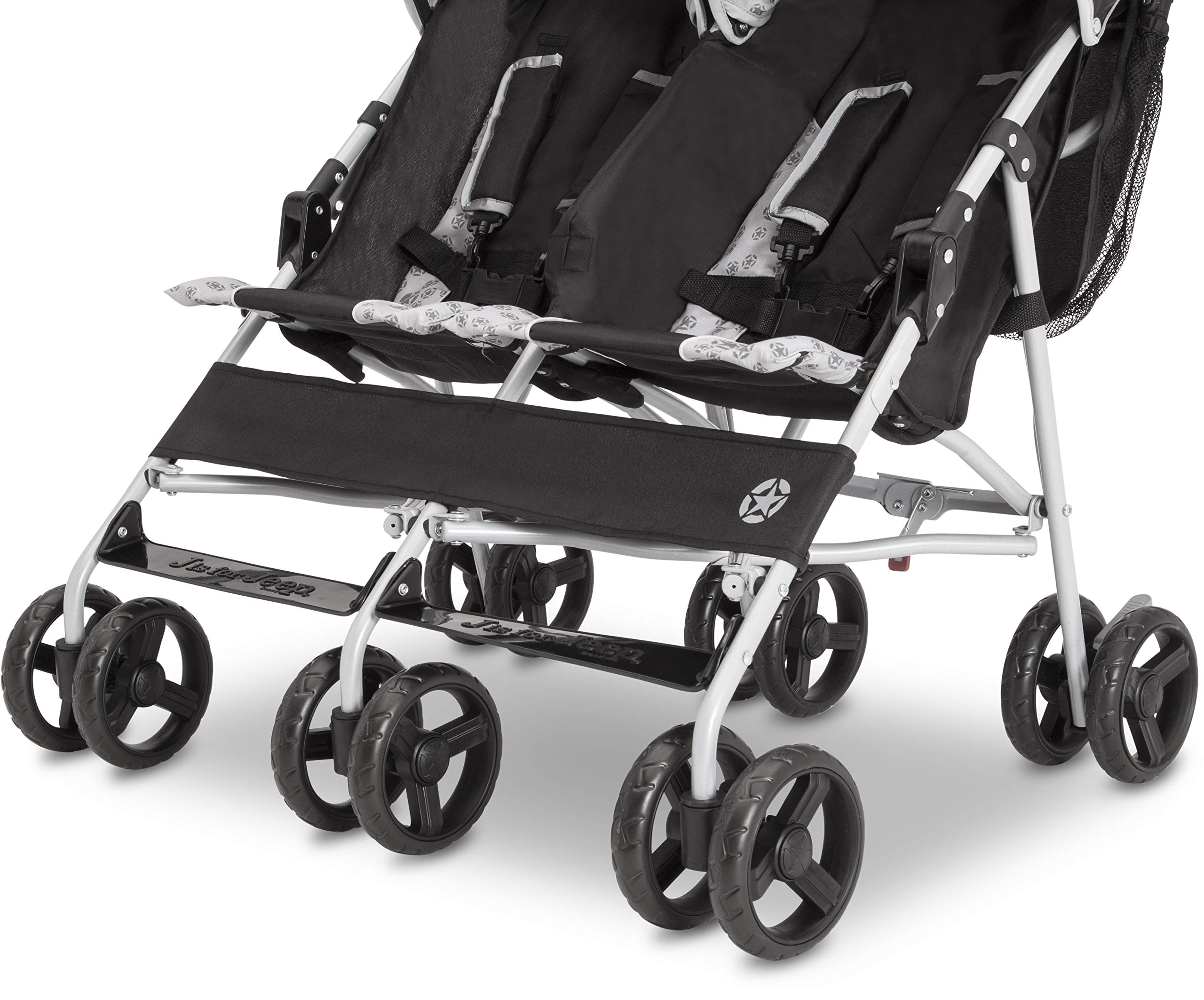 Jeep Scout Double Stroller for Toddlers - Side by Side Baby Stroller with Adjustable Canopy & Storage Basket, Charcoal Galaxy - Perfect for Twins, Siblings or Daycare Outings
