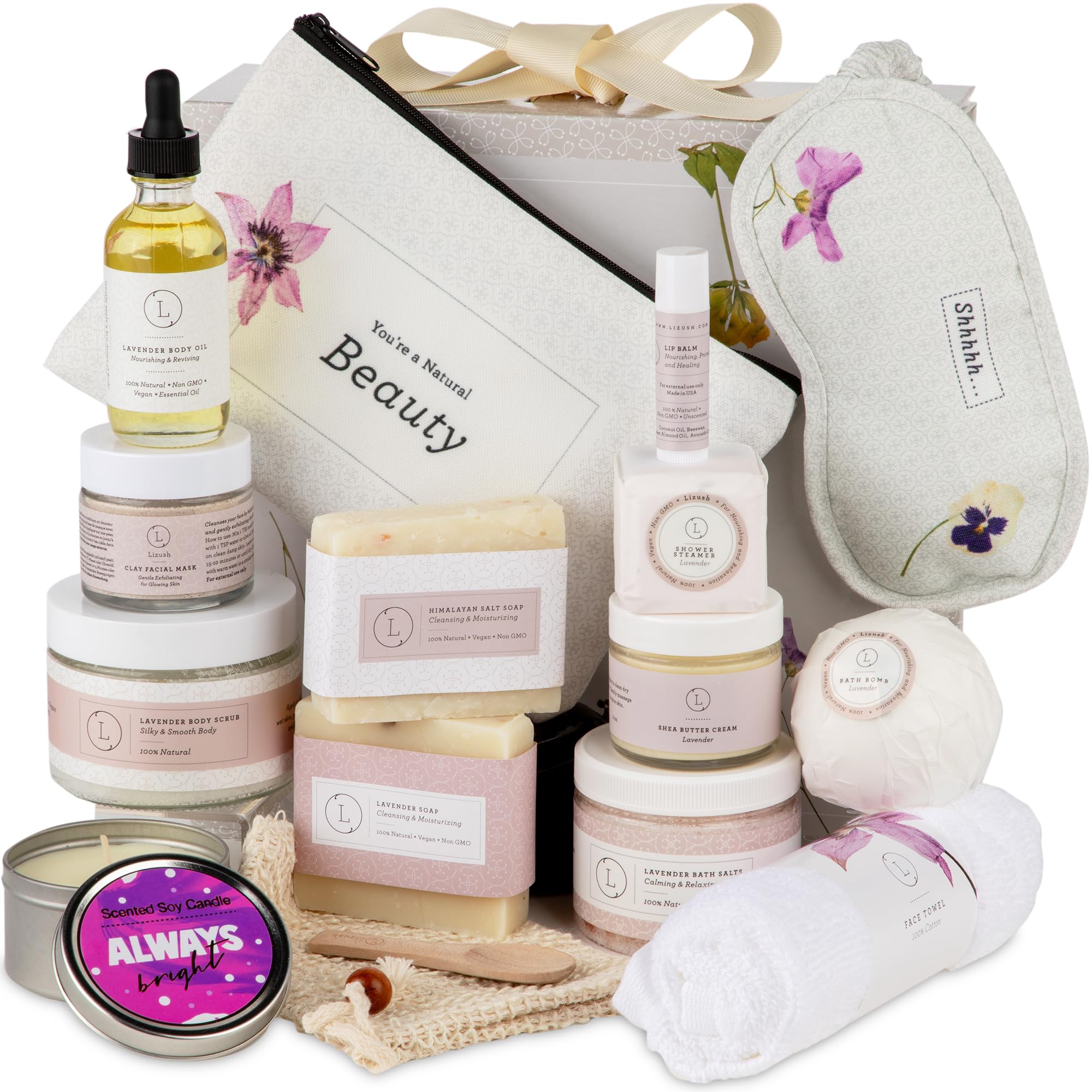 Luxury Lavender Spa Gift Set for Women - 15 Piece Body Care Kit with Handmade Soaps, Bath Bombs & Lotions - Perfect Birthday Gift for Mom, Wife & Her - Relaxing Self Care & Home Spa Experience - Made in USA