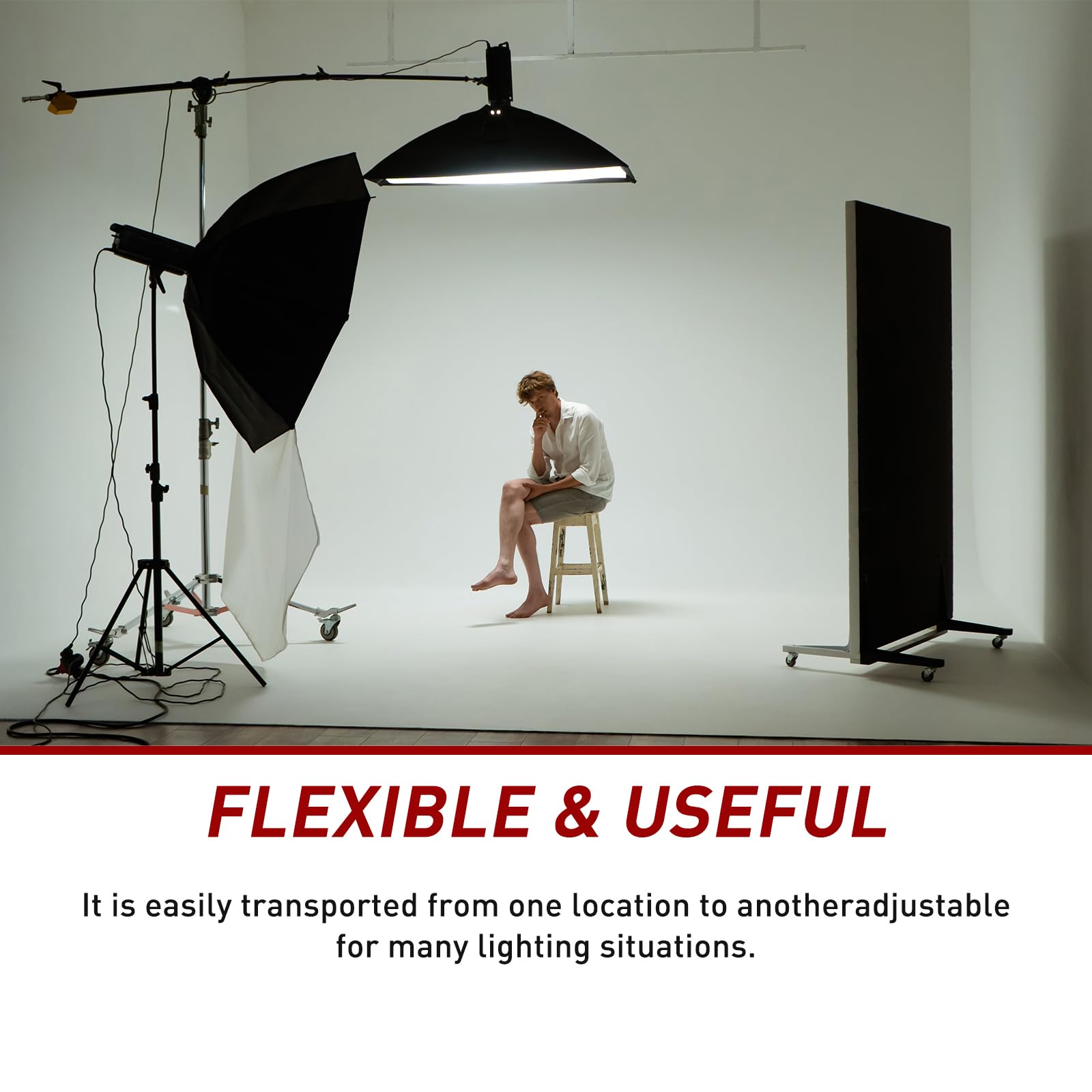 Heavy Duty Adjustable Light Stand with Wheels - 10ft/305cm Stainless Steel Tripod Stand for Studio Photography, Softbox, Monolight & Reflector | Perfect for Home Studios, Professional Photo Shoots & Video Production
