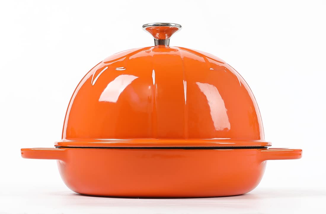 HAWOK 7.8-inch Enameled Cast Iron Bread Cloche - Orange Dutch Oven for Sourdough, Artisan Bread Baking - Perfect for Home Bakers & Professional Kitchens