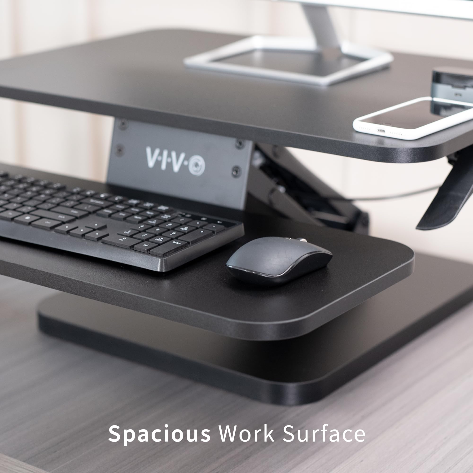 VIVO Black 25 inch Adjustable Standing Desk Converter | Compact Sit Stand Workstation for Monitor & Laptop | Home Office & Gaming Setup | Model DESK-V001G