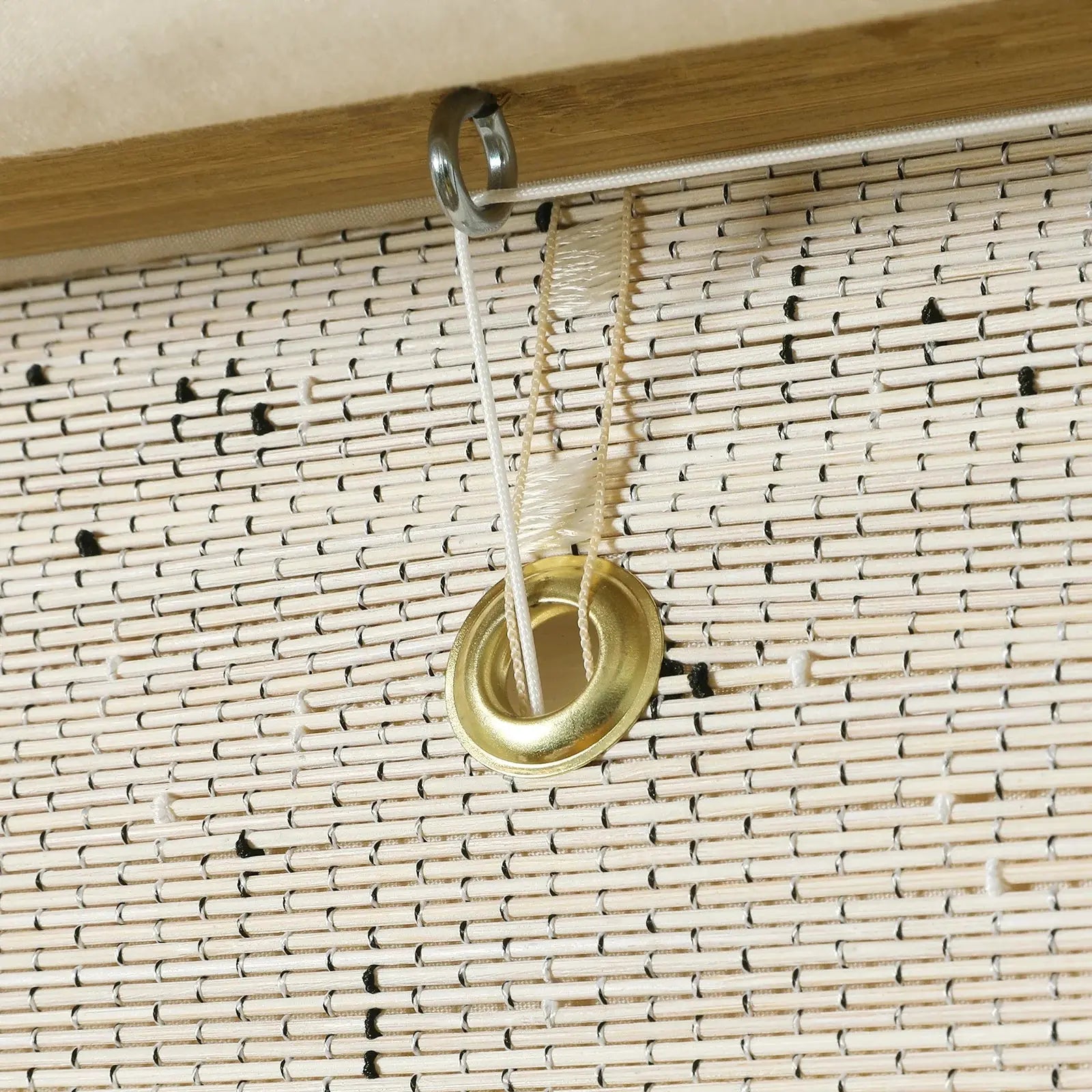 Sybil Bamboo Roman Shade - Winter White Window Treatment | Natural Eco-Friendly Blinds for Living Room, Bedroom & Office