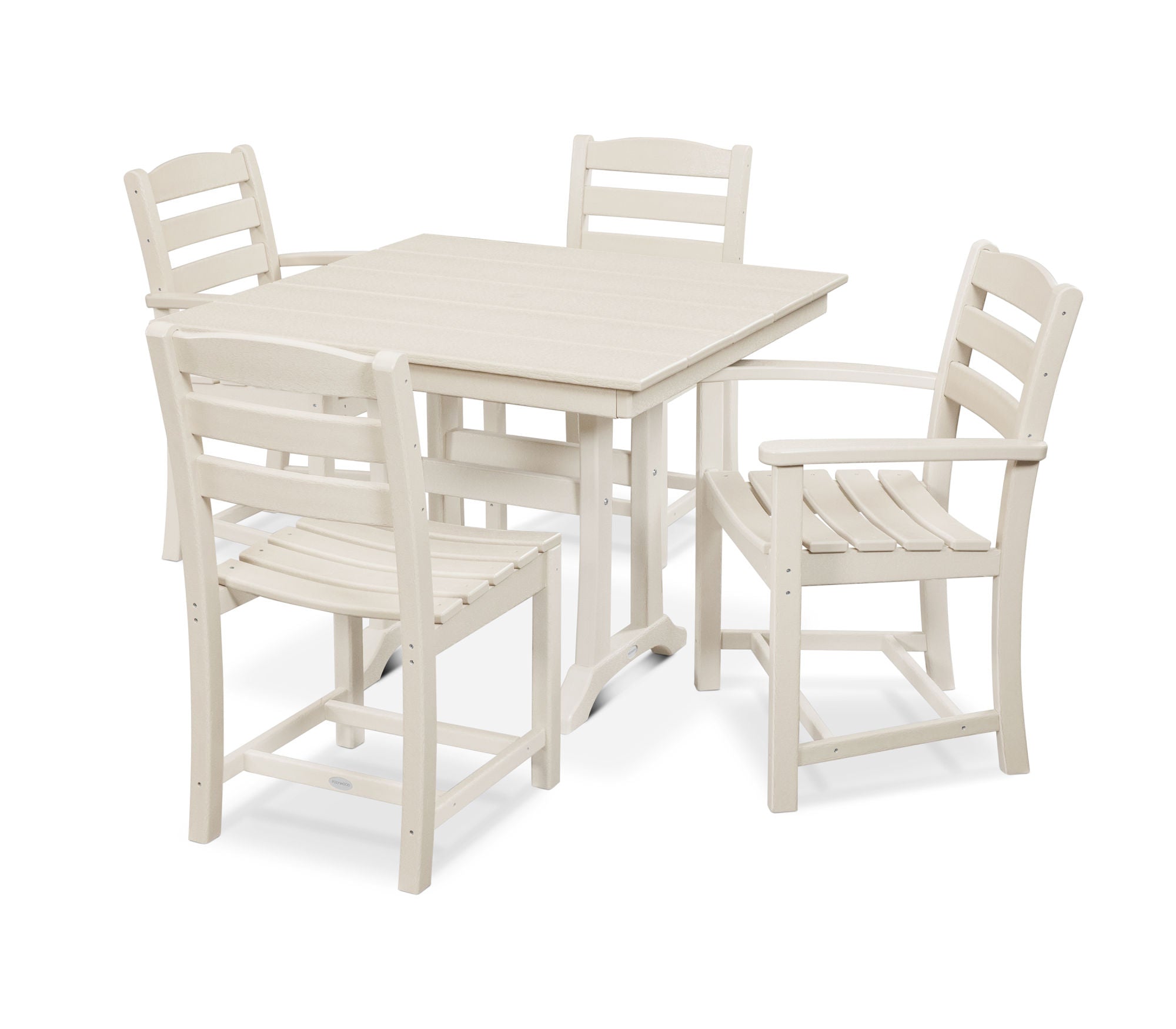 POLYWOOD La Casa Café 5-Piece Farmhouse Trestle Dining Set - Outdoor Patio Furniture for Garden, Backyard, and Poolside Dining