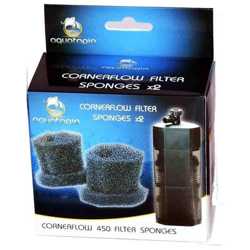 Aquatopia CornerFlow 450 Sponges 2 Pack - Premium Aquarium Cleaning Sponges for Fish Tank Filters - Perfect for Freshwater and Saltwater Tanks