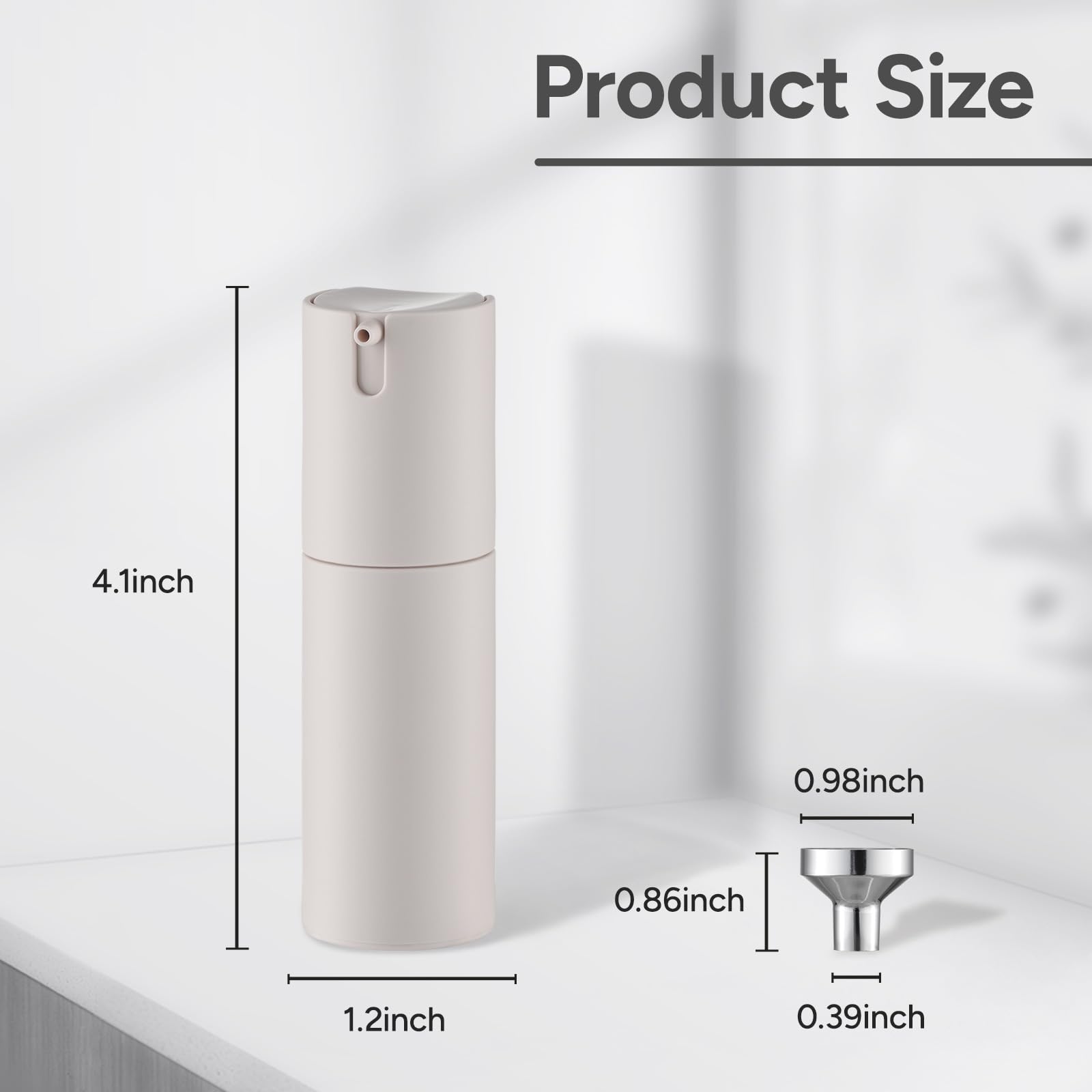 1 oz Airless Pump Bottles for Travel - Leak-Proof Lotion Dispenser, Mini Shampoo Containers & Vacuum Cream Jars (Gray Plastic) - Perfect for Toiletries, Skincare & Cosmetics On-The-Go