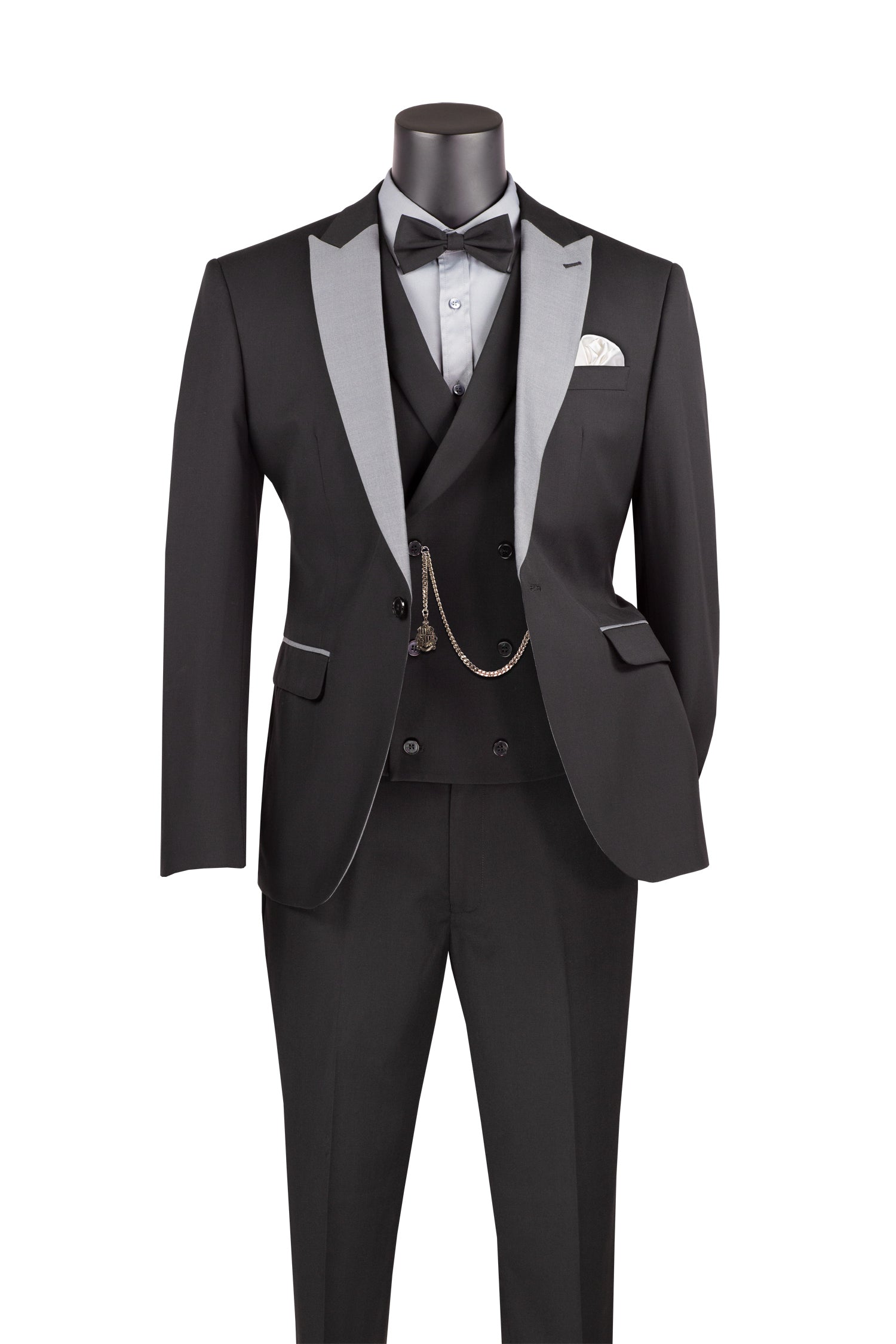 Italia Collection Slim Fit 3-Piece Suit - Single Button Formal Business Suit for Men in Black | Perfect for Weddings, Business Meetings & Special Occasions