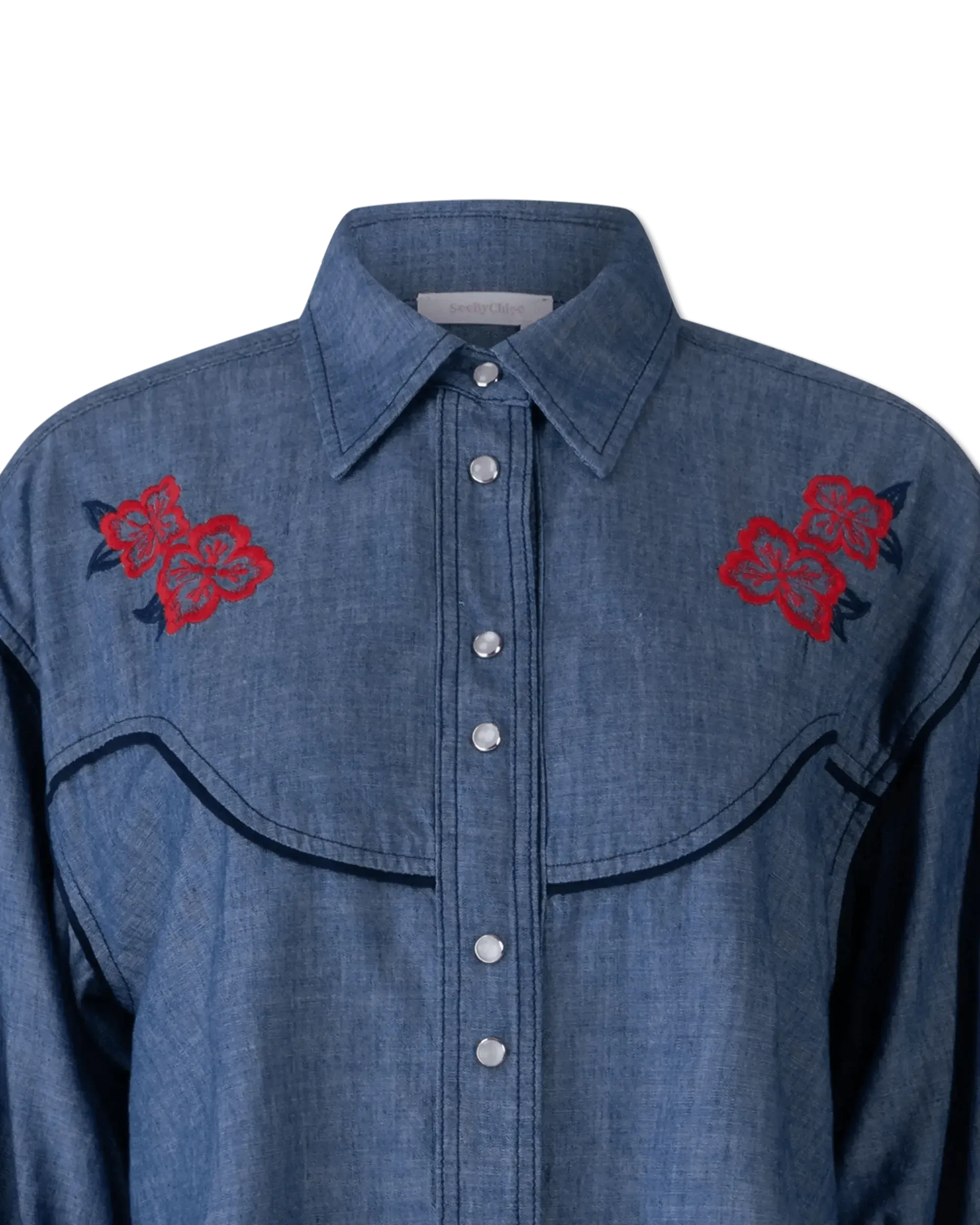 Stylish Embroidered Denim Shirt for Men & Women | Vintage Wash Cotton Button-Up Top | Casual Wear, Street Fashion & Outdoor Activities