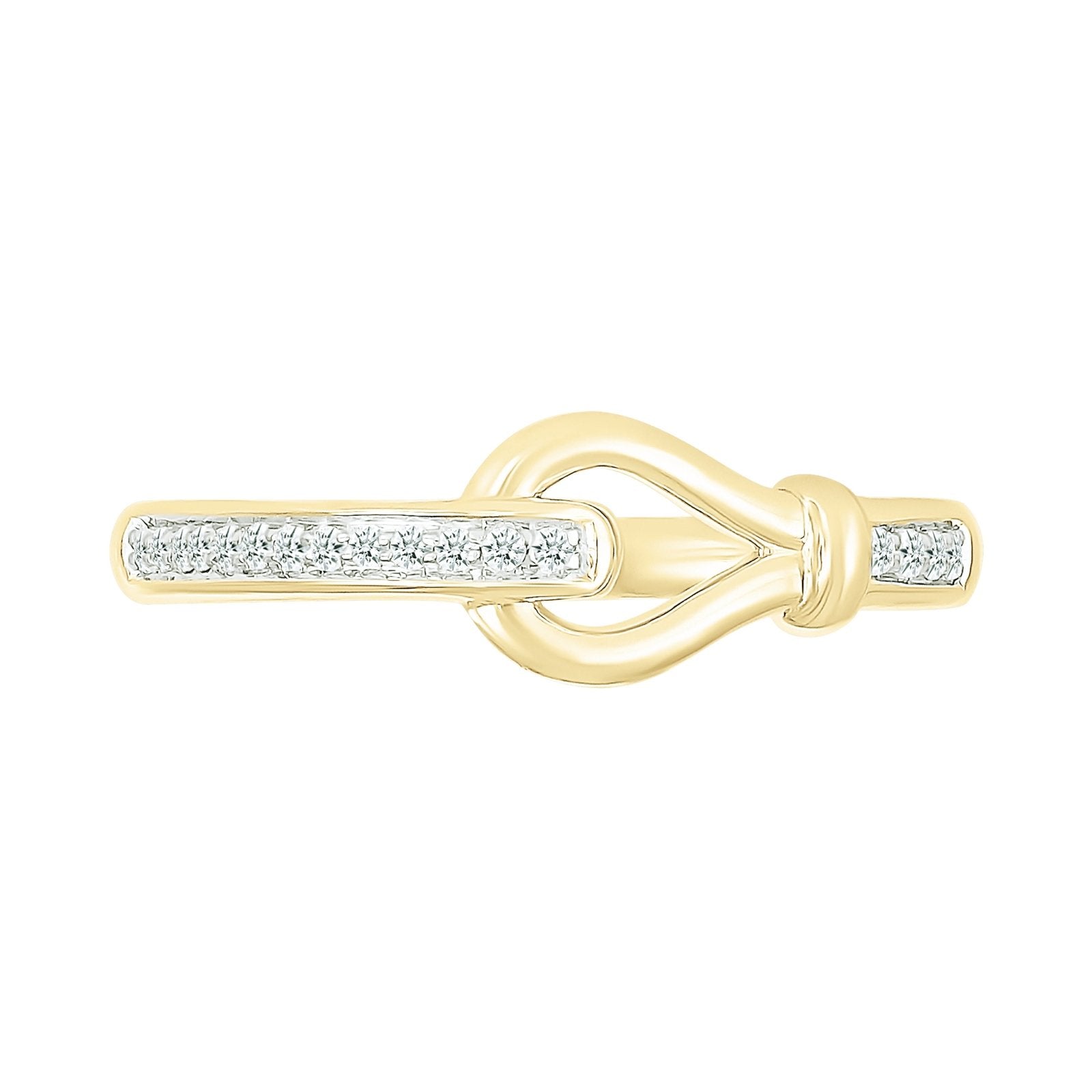 10k Yellow Gold Diamond Gancini Loop Ring - Elegant Stackable Jewelry for Women, Perfect for Weddings, Anniversaries & Everyday Luxury Wear