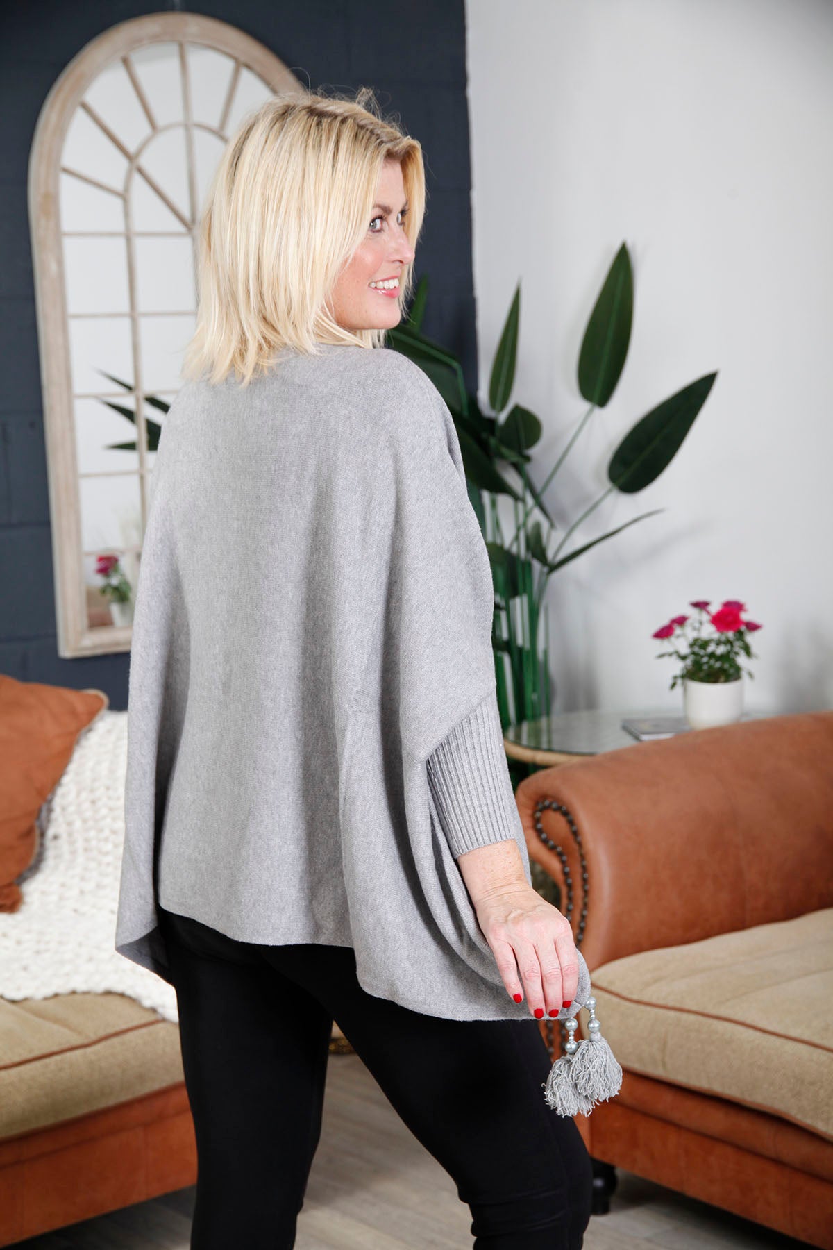 Elegant Grey Tassel Edge Diamante Top for Women - Perfect for Party, Evening Wear & Special Occasions