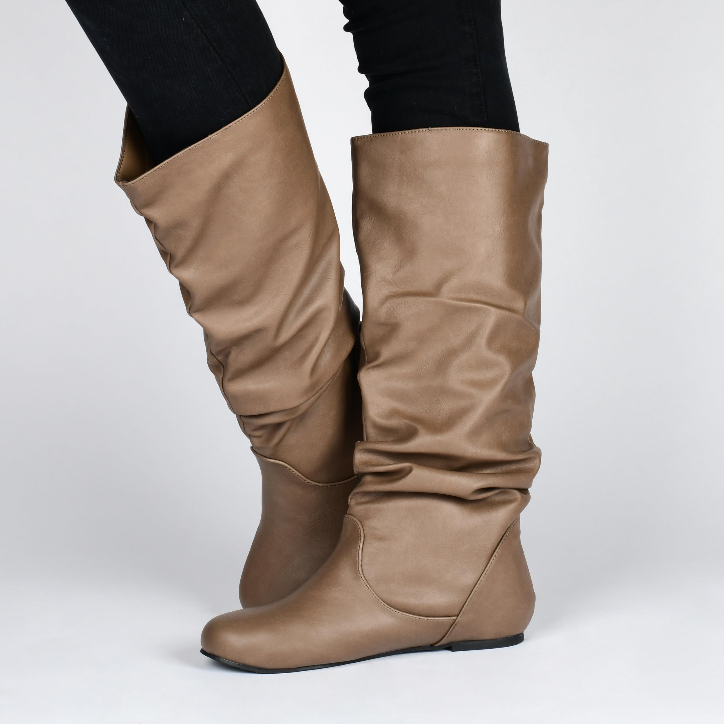 Journee Women's Jayne Round Toe Riding Boots - Comfortable Knee-High Equestrian Boots for Horseback Riding & Casual Wear