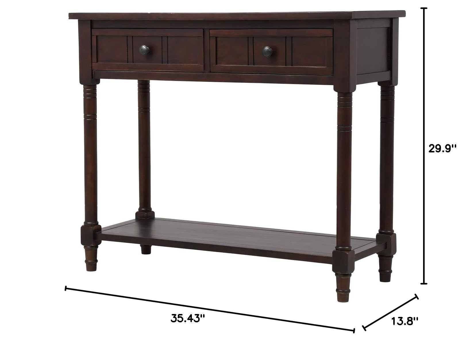 Retro Style Wooden Console Table with Bottom Shelf & 2 Drawers - Espresso Sofa Table for Living Room Entryway | Perfect for Hallway Decor, Behind Couch Storage & Entry Table