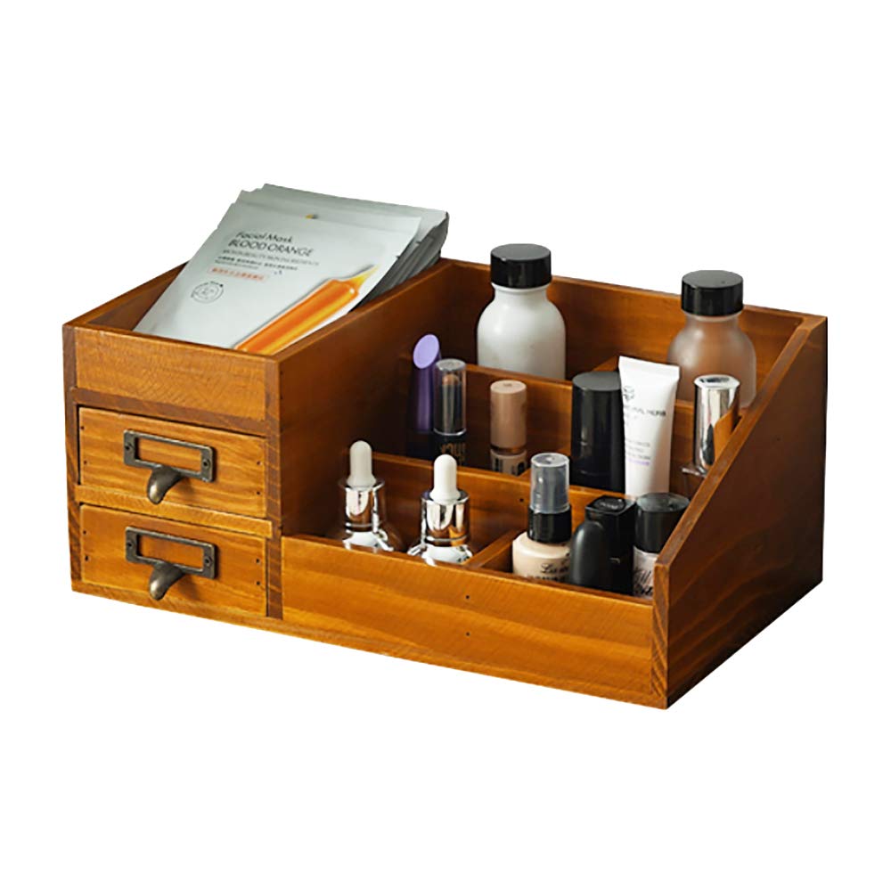 Rustic Wooden Farmhouse Makeup Vanity Tray - Skincare & Perfume Organizer - Bathroom Countertop Storage Box - Perfect for Bedroom, Bathroom & Vanity Table Organization