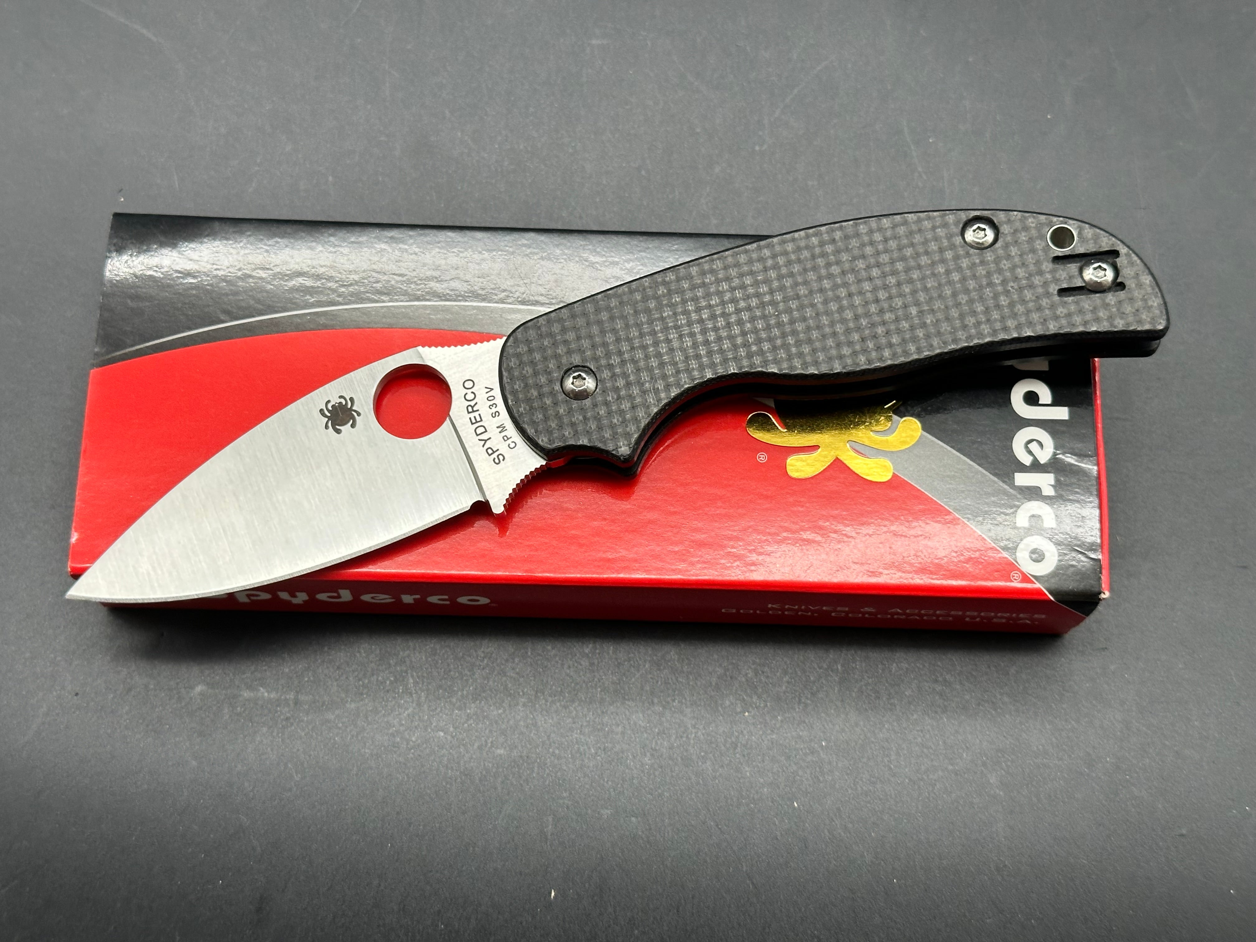 Spyderco Sage 5 Folding Knife - CPM S30V Blade, Peel Ply CF & G10 Handle - EDC, Outdoor, Camping, Survival Gear