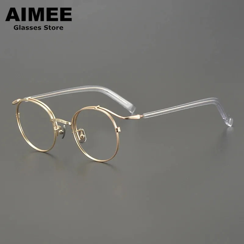 Aimee Unisex Full Rim Round Titanium Eyeglasses Frame 14044 - Lightweight & Durable Eyewear for Men & Women | Perfect for Reading, Working & Daily Wear