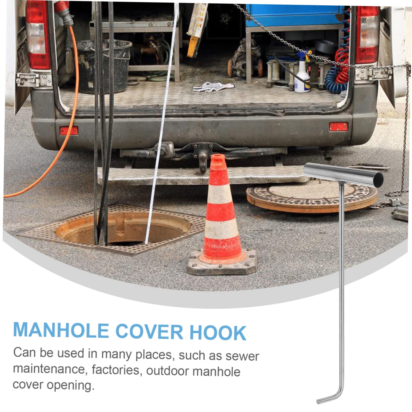Stainless Steel T-Hook - Heavy Duty Manhole Cover Lifter & Sewer Maintenance Tool - Storage Hook for Hanging - Perfect for Utility Workers, Plumbers & Warehouse Organization