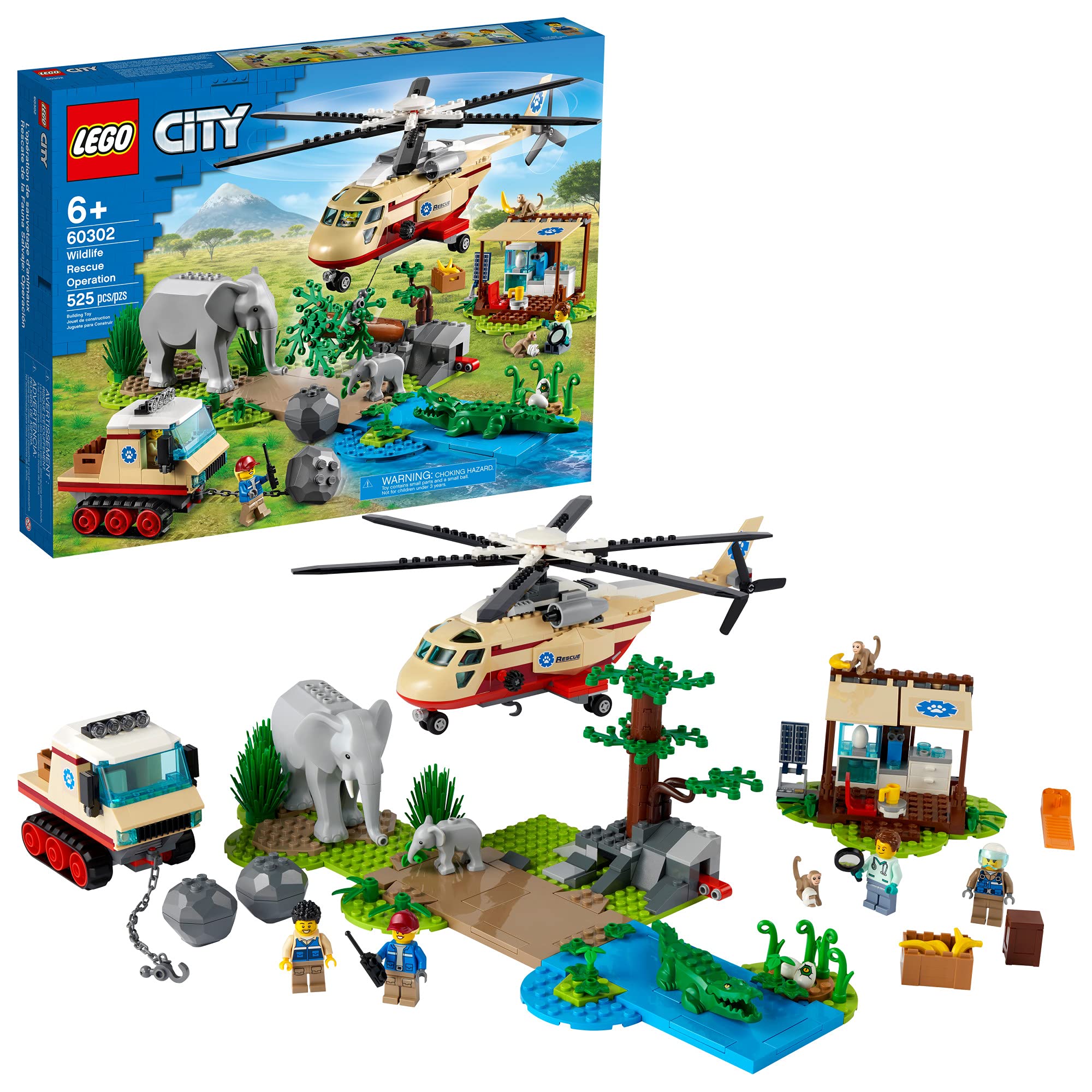 LEGO City Wildlife Rescue Operation 60302 Building Kit (525 Pieces) - Creative Construction Toy for Kids, STEM Learning Gift for Boys & Girls Ages 6+ - Perfect for Birthday Presents & Indoor Playtime Adventures