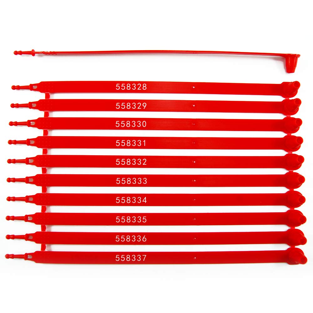 1000 Pack Numbered Plastic Security Seals - Heavy Duty Tamper Proof Seals for Trucks, Trailers & Shipping Containers (Red) - Ideal for Logistics, Transportation & Warehouse Security