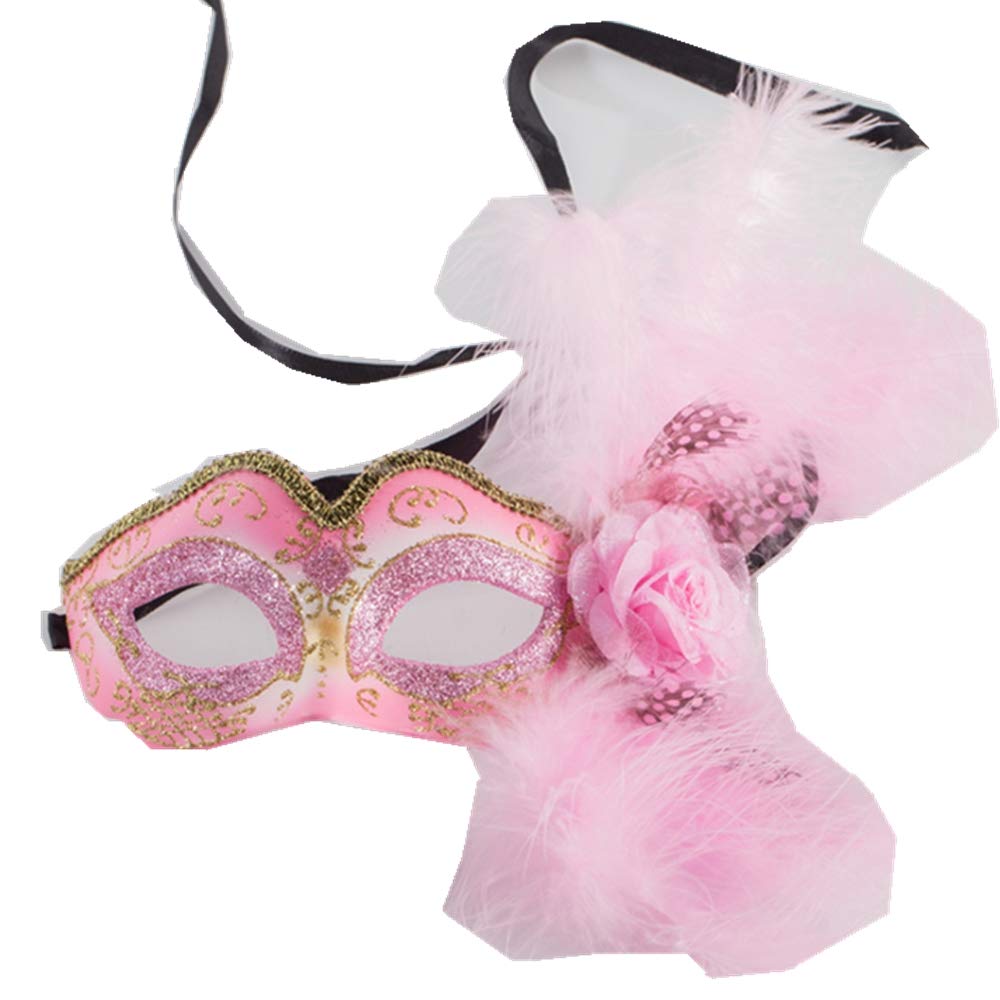 Half-Face Feather Ball Mask for Halloween - Plastic Party Creative Mask for Kids | Costume Party, Cosplay & Carnival Accessories