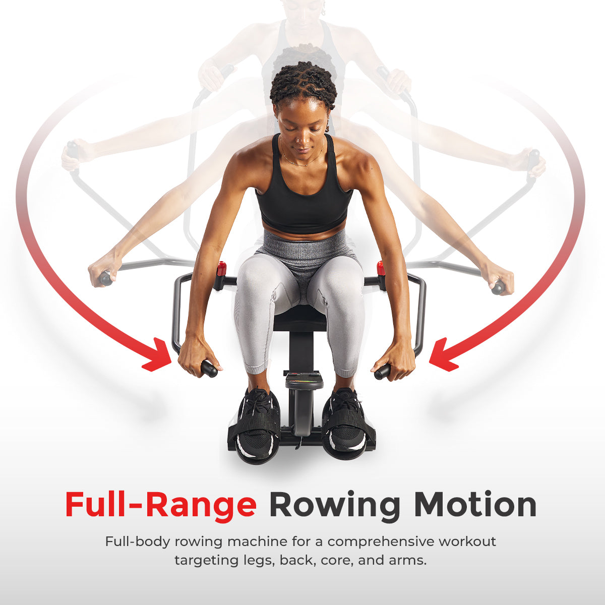 Smart Compact Full Motion Rowing Machine with 12 Levels Hydraulic Resistance - Home Gym Equipment for Cardio Workout & Full Body Training - Perfect for Small Spaces & Indoor Fitness