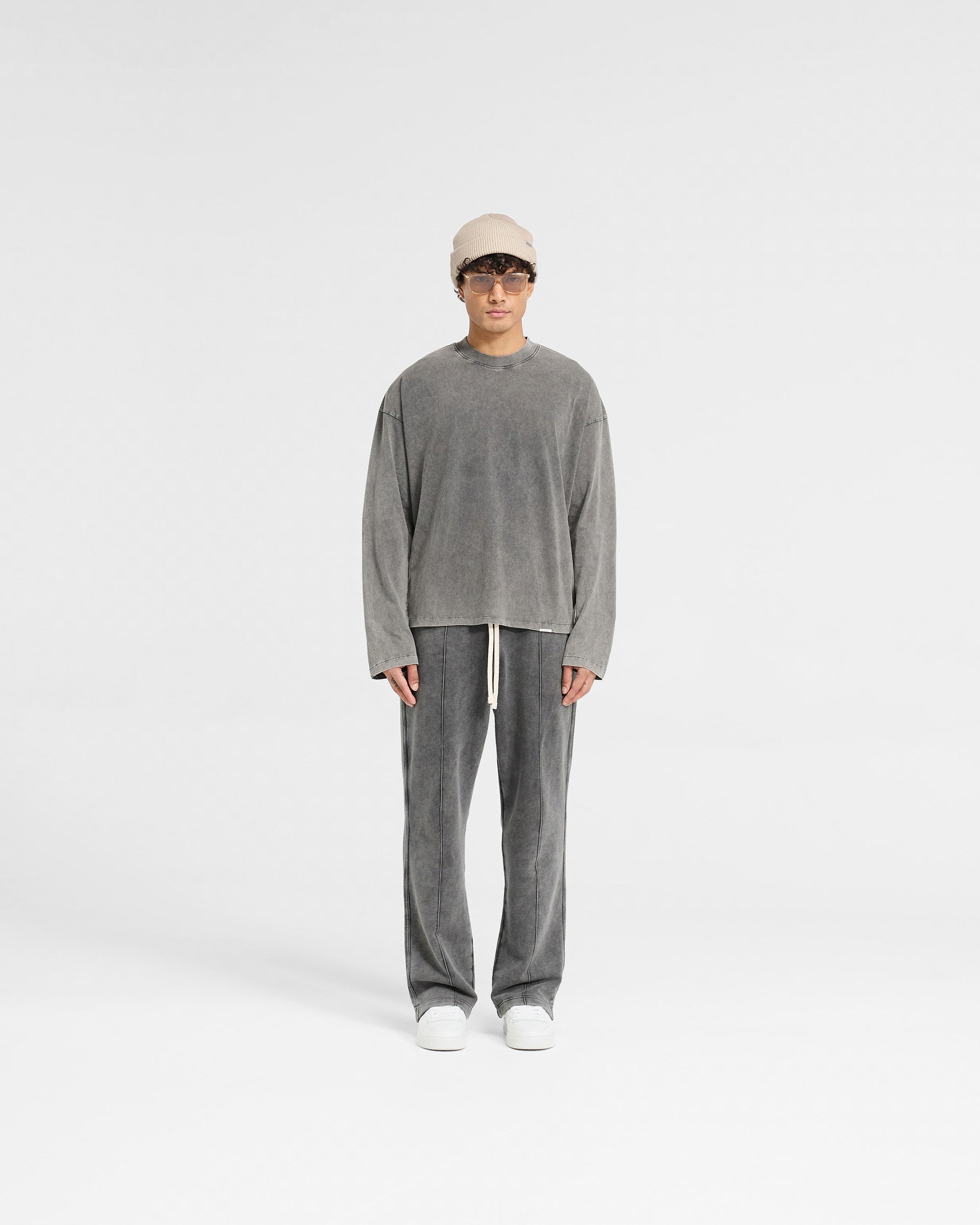 Vintage Grey Long Sleeve Open Cuff T-Shirt for Men - Soft Cotton Casual Shirt for Everyday Wear, Street Style & Layering