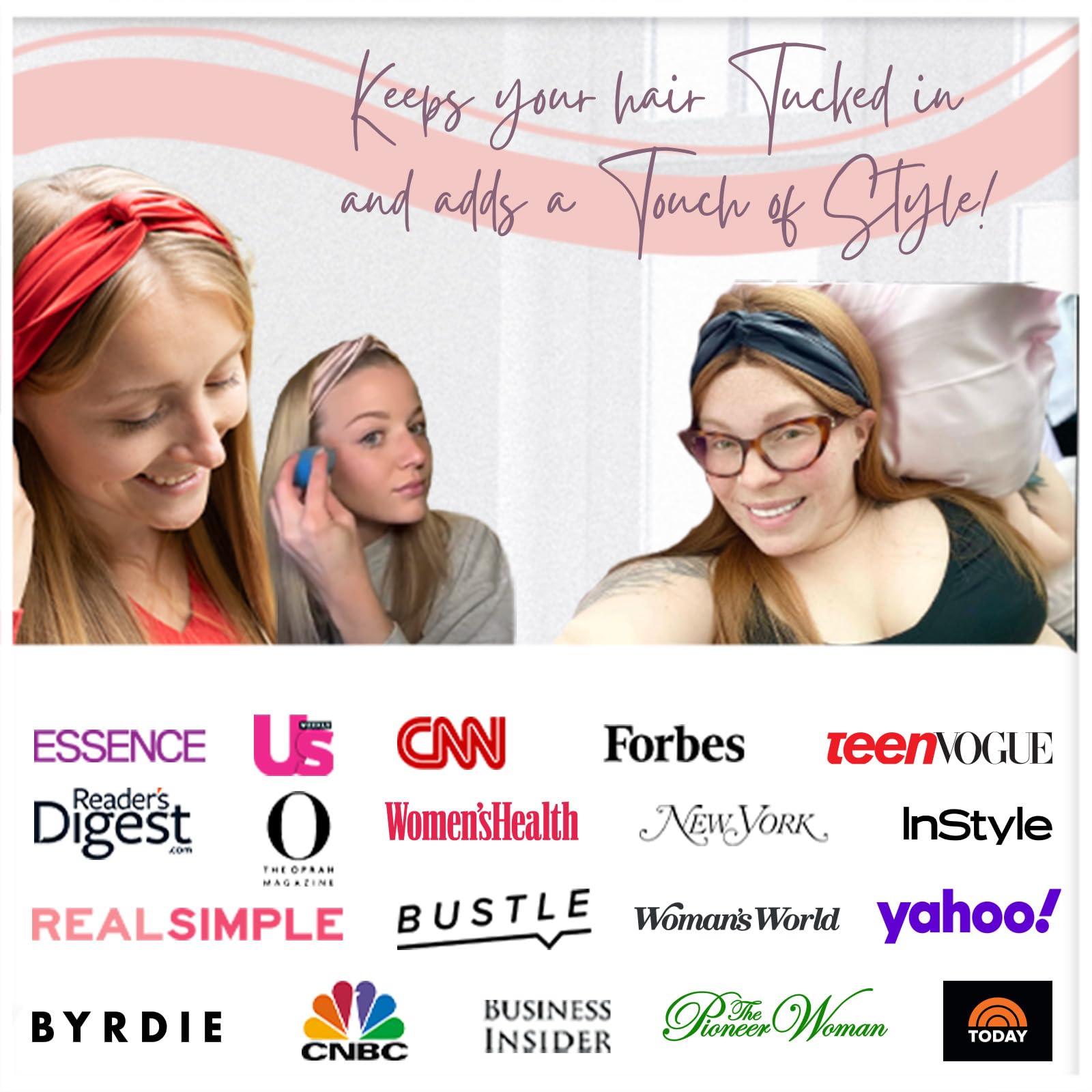 100% Mulberry Silk Elastic Headband for Women - 22 Momme Taupe Twisted Hairband | Protects Hair, Prevents Breakage | Perfect for Thick, Thin, Straight or Curly Hair | Sleep, Yoga, Work & Everyday Use (Red)