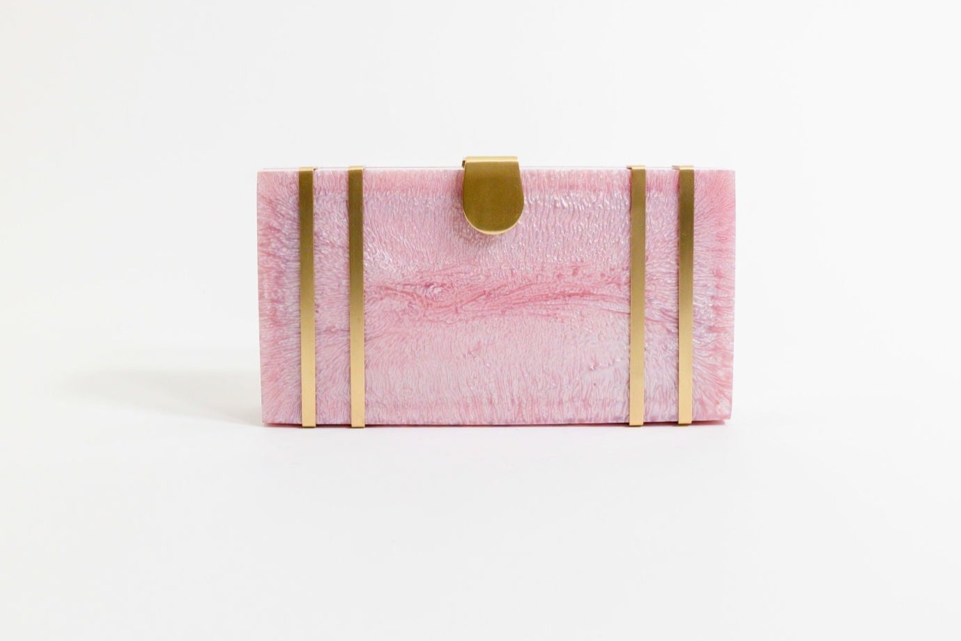 Luxury Rose Quartz Clutch Purse for Women - Elegant Evening Bag for Parties, Weddings & Special Occasions