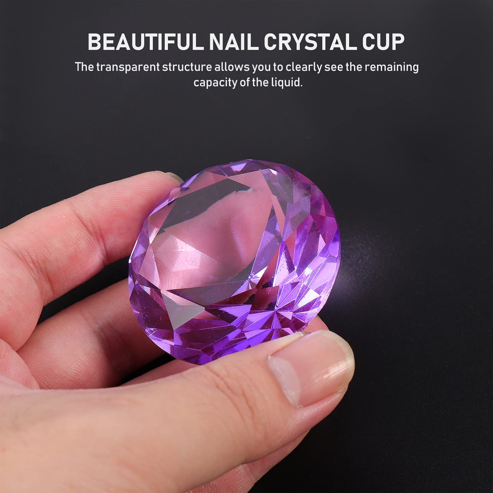 Lurrose Clear Glass Dappen Dish with Lid - Crystal Nail Art Liquid Container for Manicure & Pedicure | Perfect for Nail Salon, DIY Gel Polish Mixing, and Terrarium Decoration (Purple)