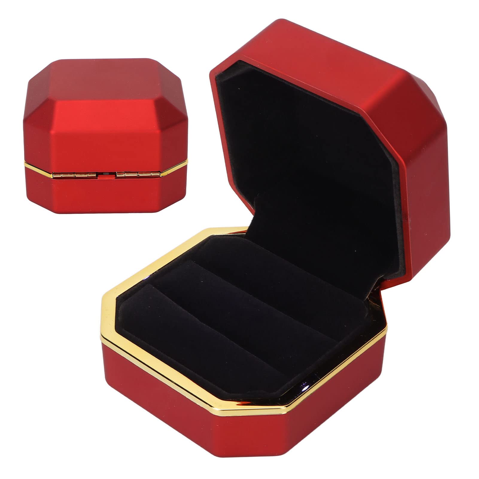 CHICIRIS LED Jewelry Gift Box with Soft Flocking Interior - Elegant Wedding Ring Box to Prevent Scratches (Red) | Perfect for Engagement, Wedding & Anniversary Gift Presentation