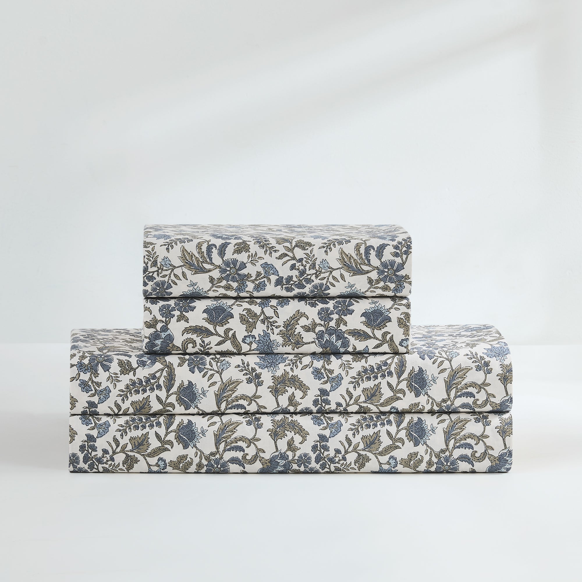 Lillian Block Print Cotton Sheet Set - Soft & Breathable Queen Size Bedding for Comfortable Sleep - Perfect for Home, Hotel, and Guest Room Use
