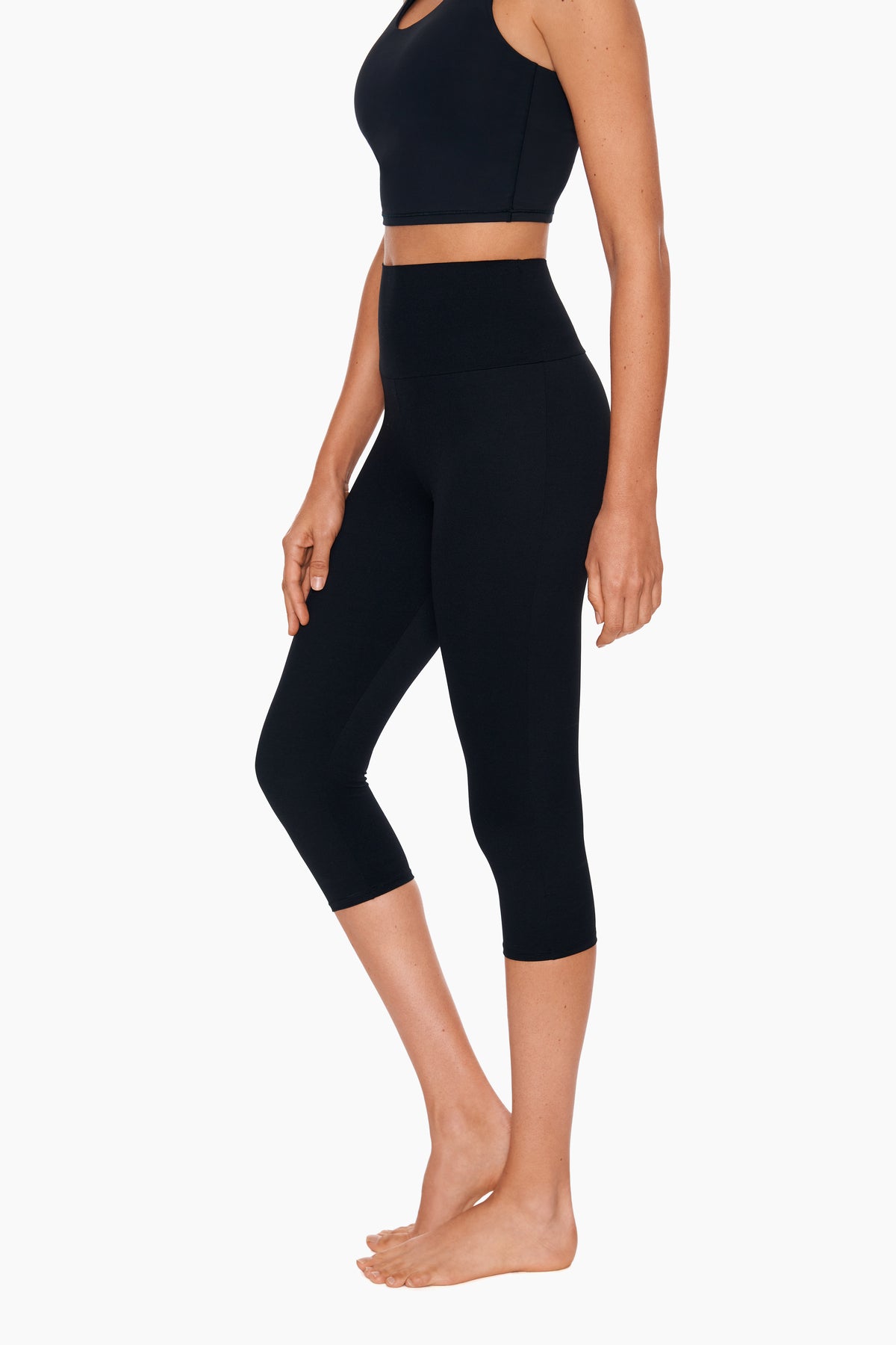 High Rise Capri Leggings for Women - Black Workout Yoga Pants - Comfortable Stretchy Athletic Leggings for Running, Gym & Lounge