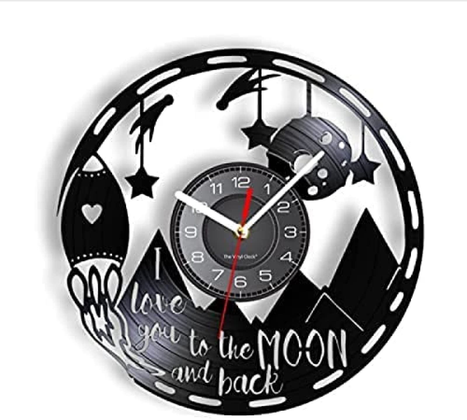 Vintage Vinyl Wall Clock - Retro Rocket Meteor Planet Design, Silent Non-Ticking, Perfect for Kids Room, Nursery Decor & Unique Gift Idea - Ideal for Home, Office, or Music Lover's Space