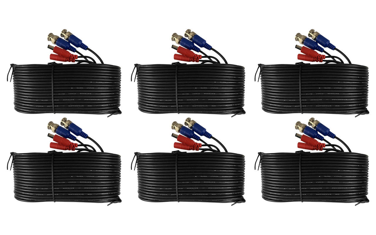 18m (60ft) 4K RG59 Coaxial Power Cable for CCTV Analog Security Cameras - Outdoor/Indoor Surveillance System Installation