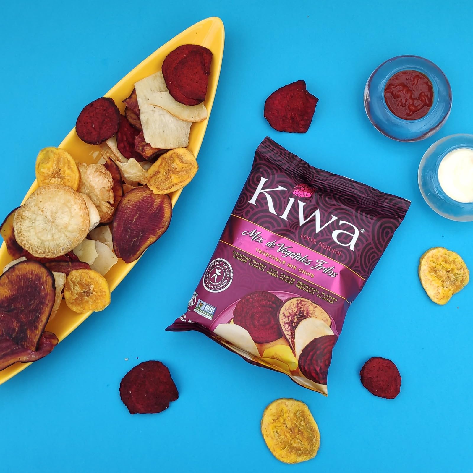Kiwa Healthy Real Veggie Chips - Gluten Free & Non-GMO Vegetable Snacks for Kids & Adults - Plantain, Beet, Parsnip, Cassava & Sweet Potato Chips - 6 Individual Packs - Perfect for School Lunches, Office Snacks & Healthy On-the-Go Treats