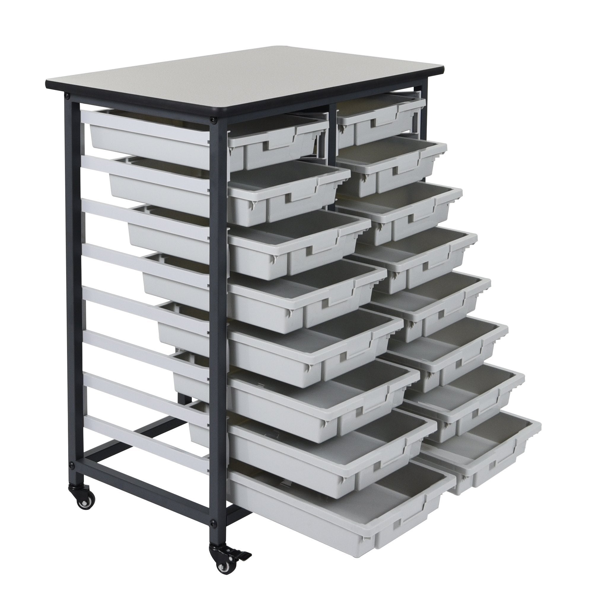 Luxor MBS DR 16S Mobile Bin Storage System - Double Row Organizer for Warehouse, Retail & Workshop Storage Solutions