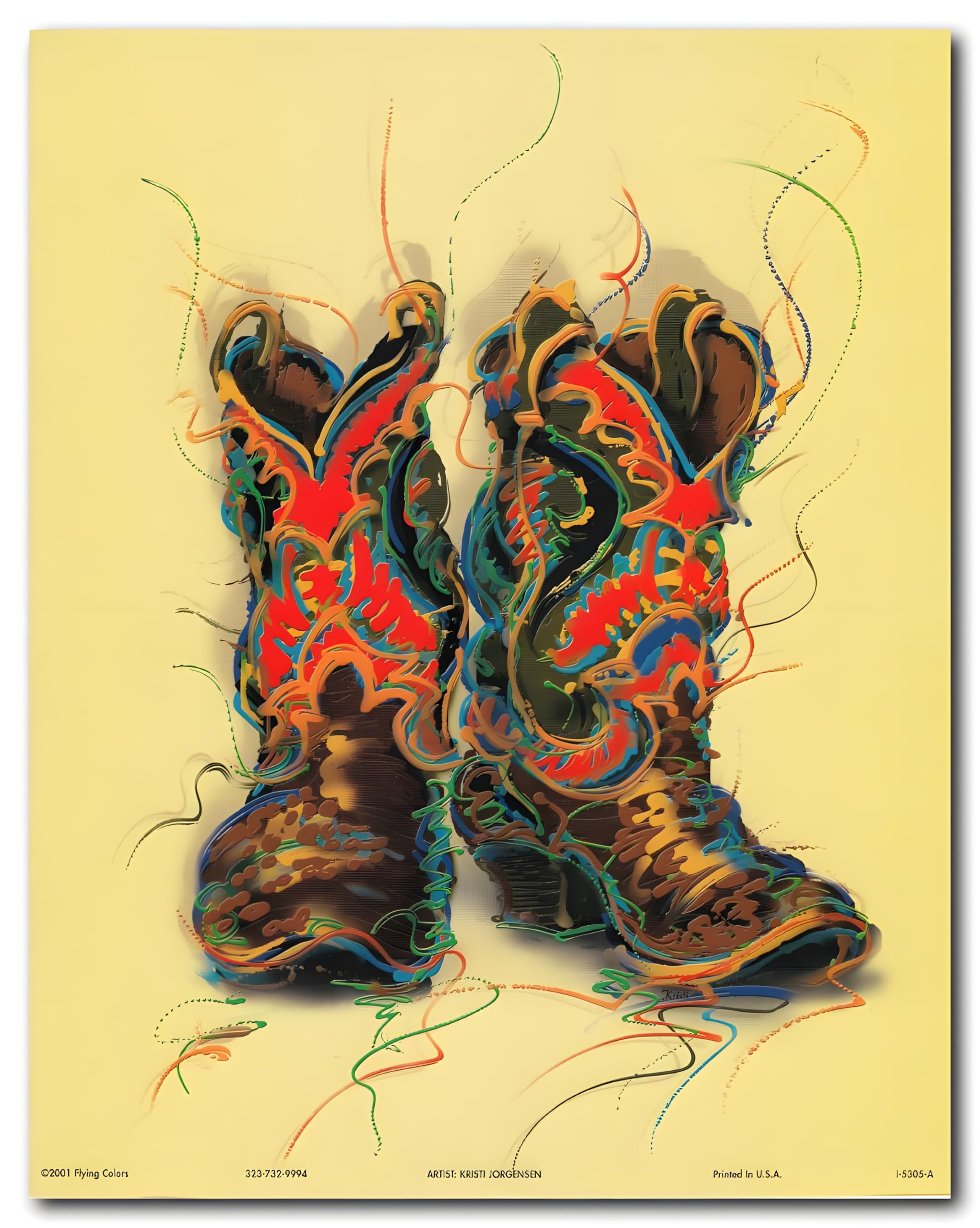 Western Rodeo Cowboy Boots Vintage Style Wall Art - 16x20 Old West Decor Print Poster for Living Room, Bar, or Man Cave