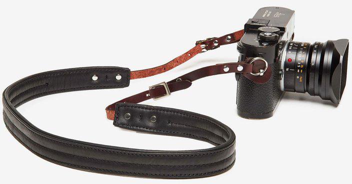 ONA The Oslo Medium Leather Camera Strap - Premium Genuine Leather Neck Strap for DSLR & Mirrorless Cameras - Black - Perfect for Travel, Street & Wedding Photography