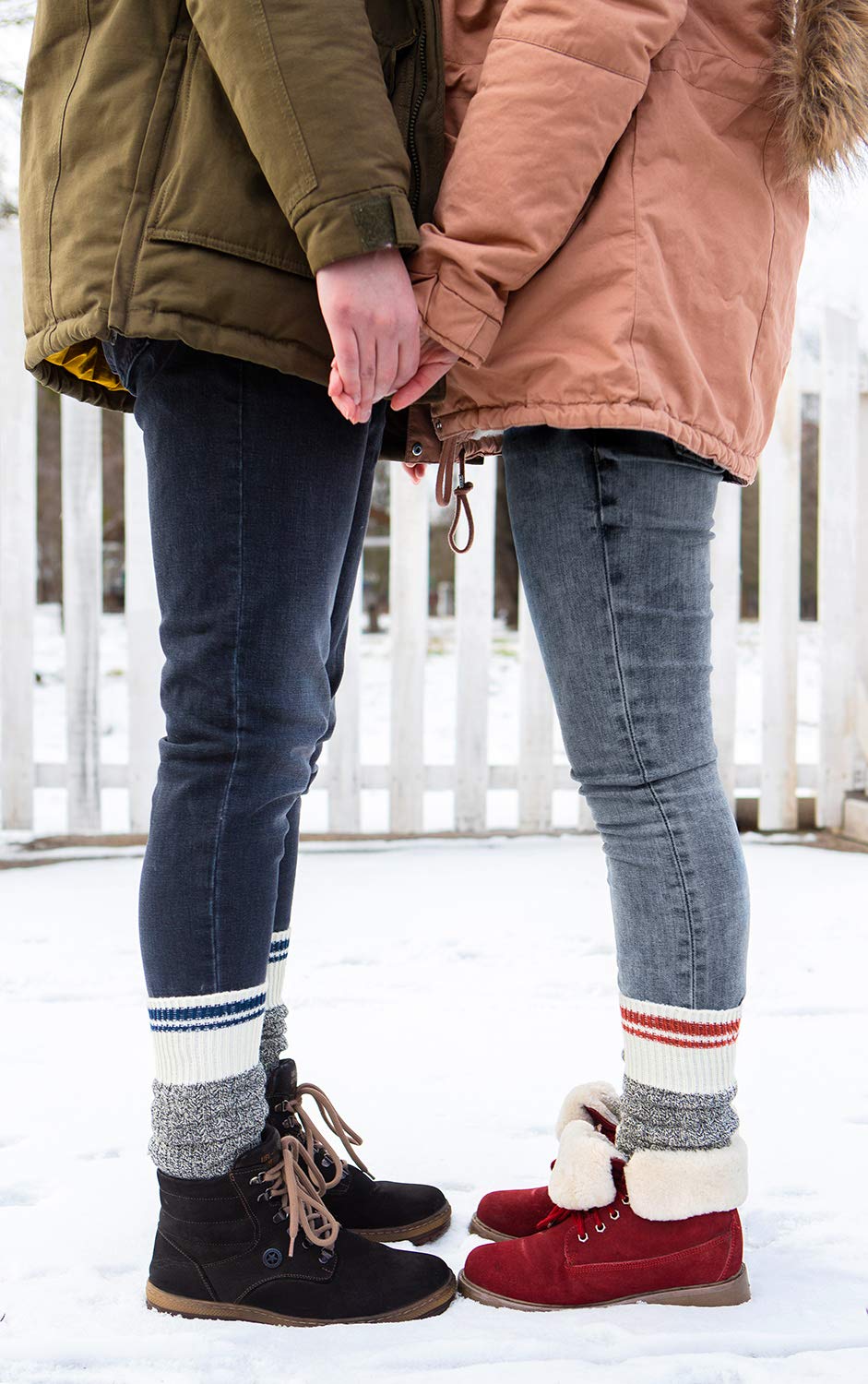Women's Warm Wool Cabin Socks - Mid-Calf Winter Socks for Hiking, Camping & Home - Soft Cozy Knit Socks for Women