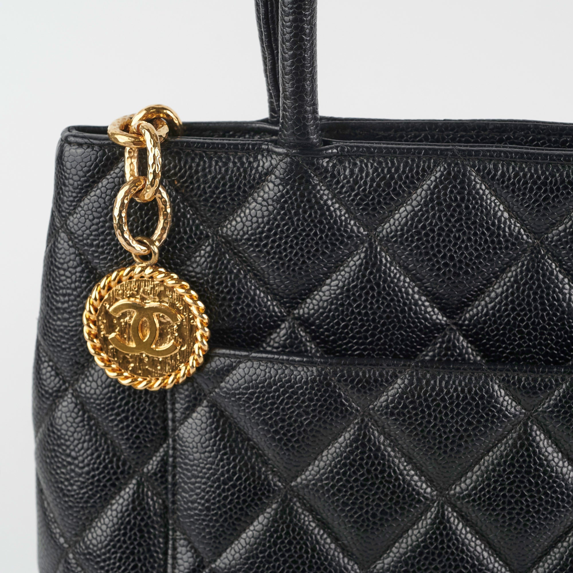 Chanel Mademoiselle Black Caviar Leather Tote Bag for Women - Luxury Designer Handbag for Work, Travel & Everyday Use