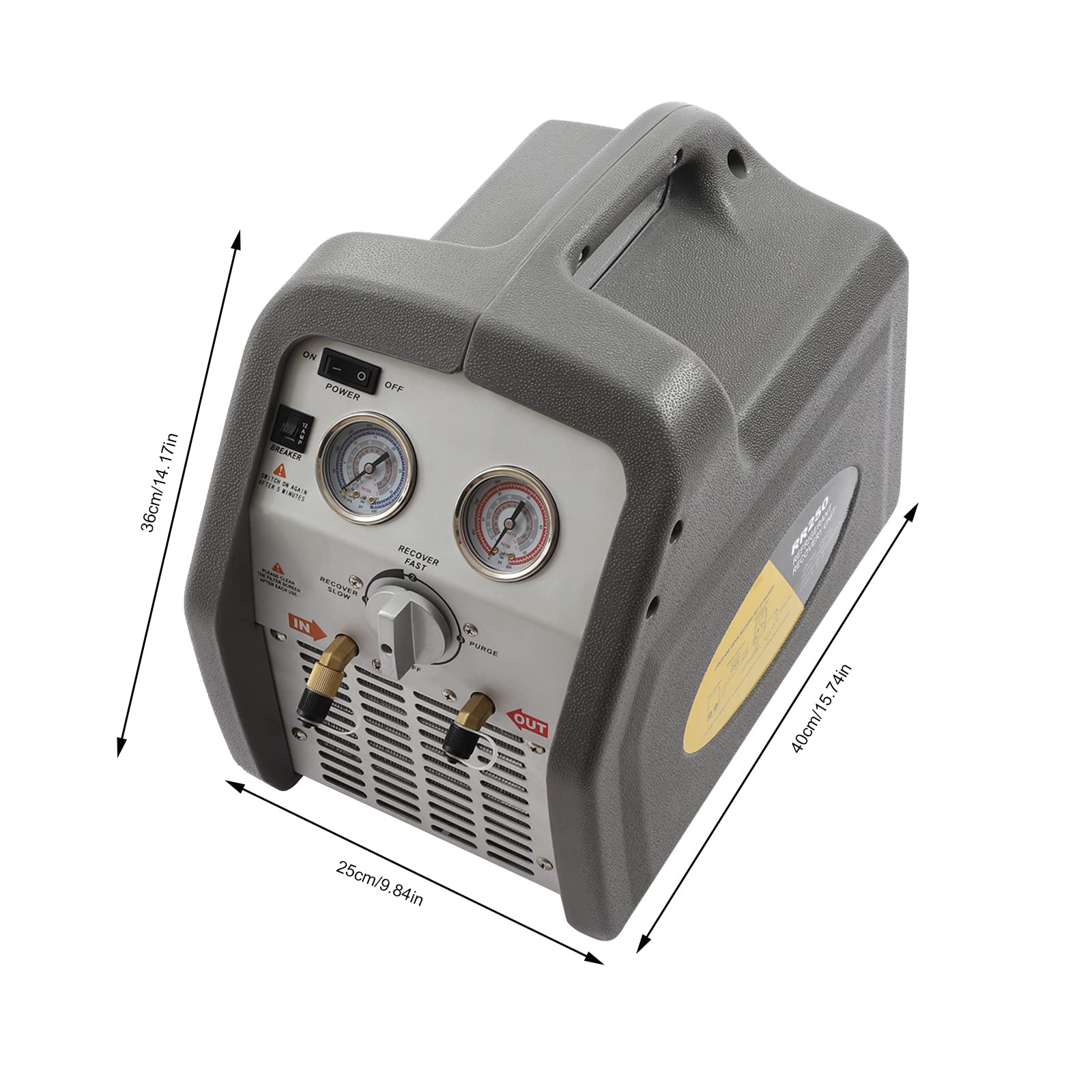 3/4HP AC Refrigerant Recovery Machine - Single Cylinder HVAC Recycling Unit (558psi) for R22 R134a R410a - Professional Air Conditioning Repair Tool for Home & Auto AC Maintenance