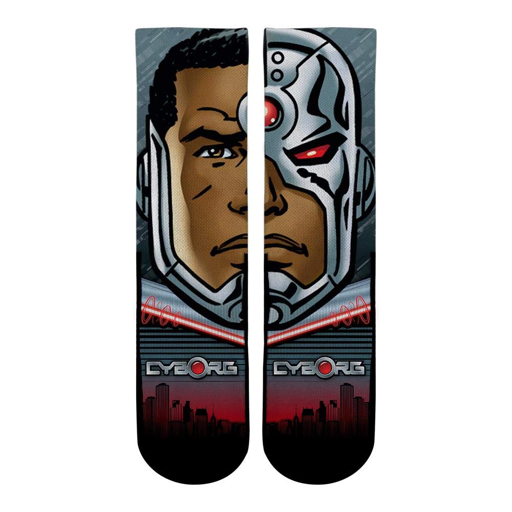 DC Comics Superhero Split Face Socks - Batman, Superman & Joker Designs - Novelty Crew Socks for Cosplay, Gifts & Comic Book Fans
