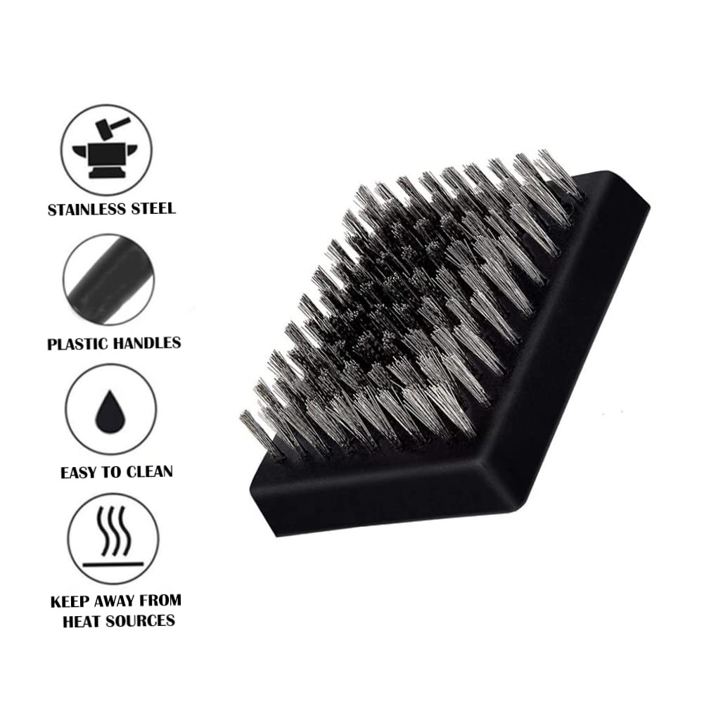 Sanfiyya 4-Piece BBQ Grill Brush Replacement Heads - Heavy Duty Stainless Steel Bristle Cleaning Heads for Charcoal, Gas, and Electric Grills - Perfect for Backyard Cookouts, Camping, and Outdoor BBQs