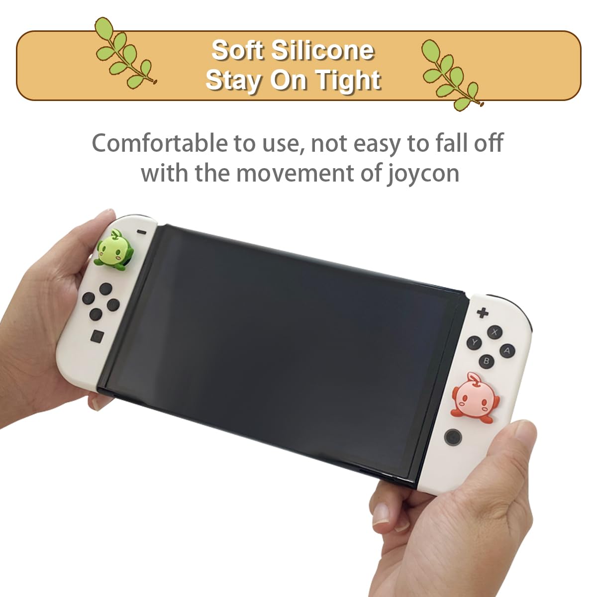 Nintendo Switch Thumb Grip Caps - 4PCS Silicone Joycon Grips Cover for Switch Lite/OLED, Kawaii Joystick Caps in Blue Green/Red (Junimo Style) - Ergonomic Gaming Accessories for Comfortable Play Sessions