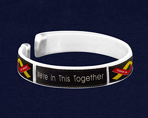 Fundraising For A Cause | Disease Awareness Ribbon Bangle Bracelets – Affordable Red & Yellow Ribbon Wristbands for Charity, Awareness Events, Gifts & Donations – Perfect for Cancer Support, Fundraisers & Awareness Campaigns