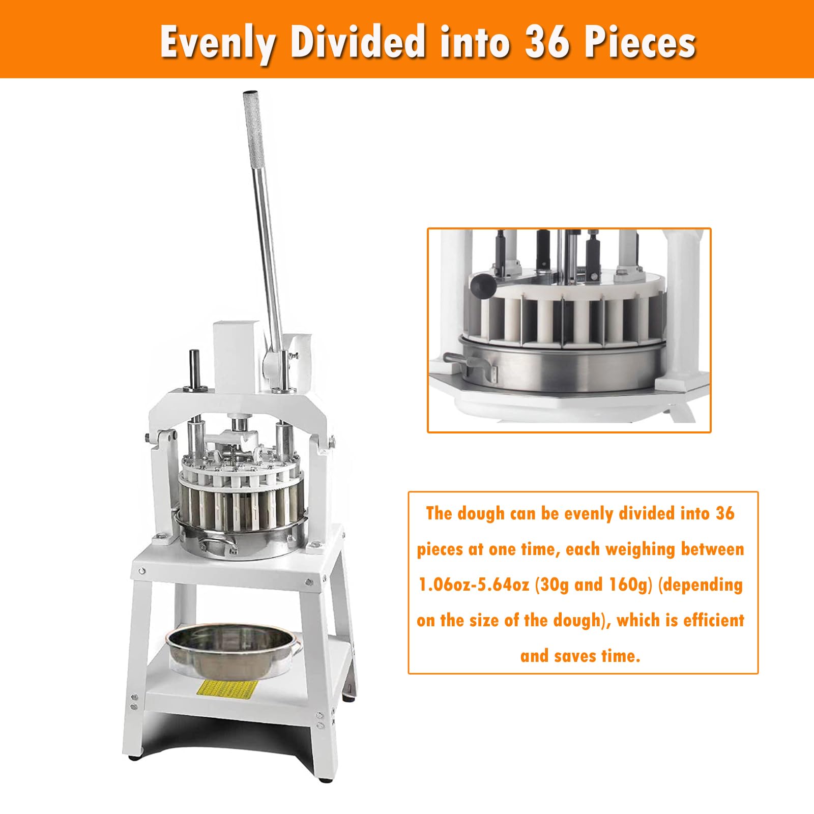 INTSUPERMAI Commercial Dough Divider & Rounder Machine - 40pcs Manual Dough Cutter with Adjustable Portion Control (0.95oz-5.08oz/27g-144g) for Bakery, Pizza, Bread & Pastry Making | Perfect for Restaurants, Bakeries & Home Baking